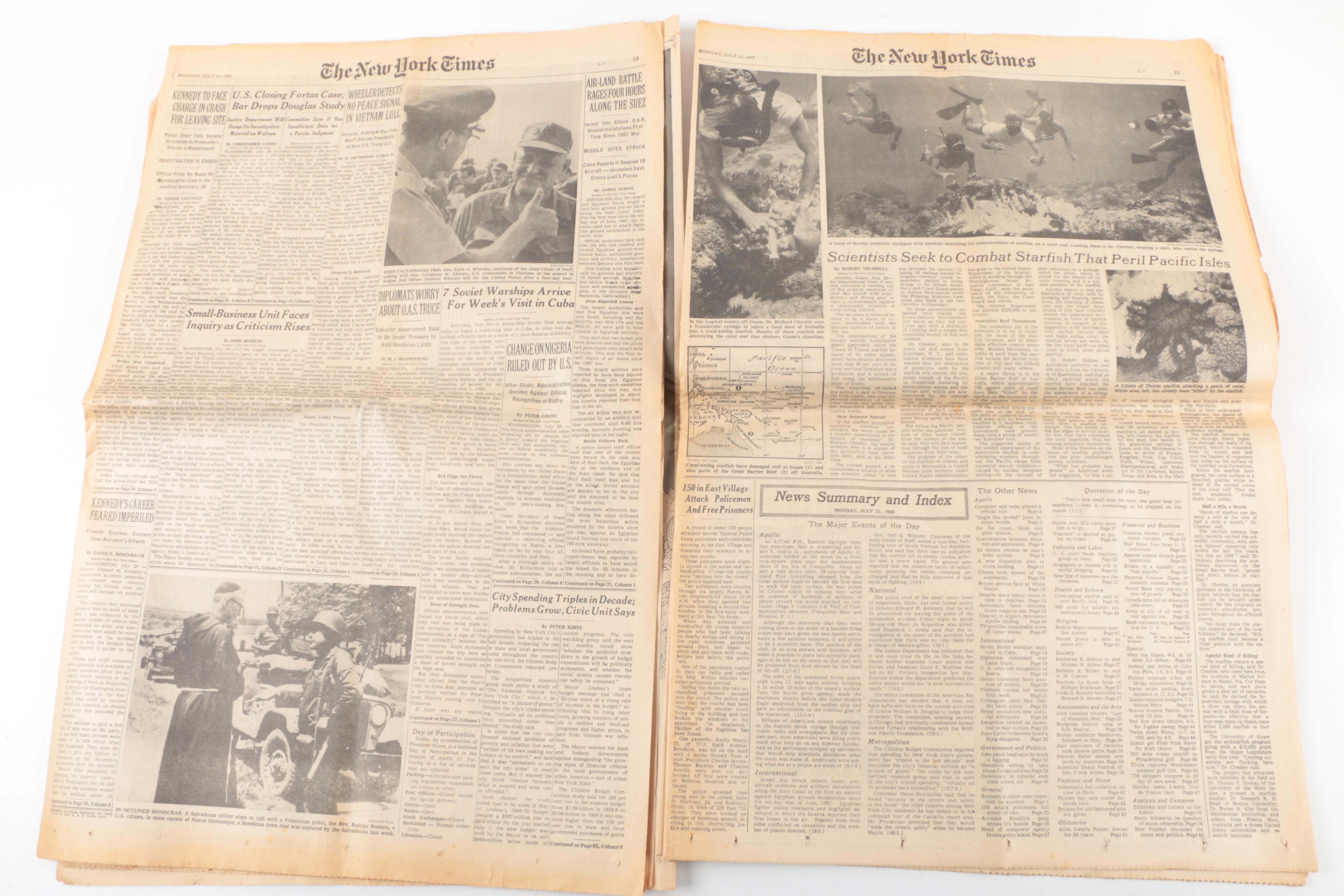 Vintage Newspapers from Moon Walk and V-J Day
