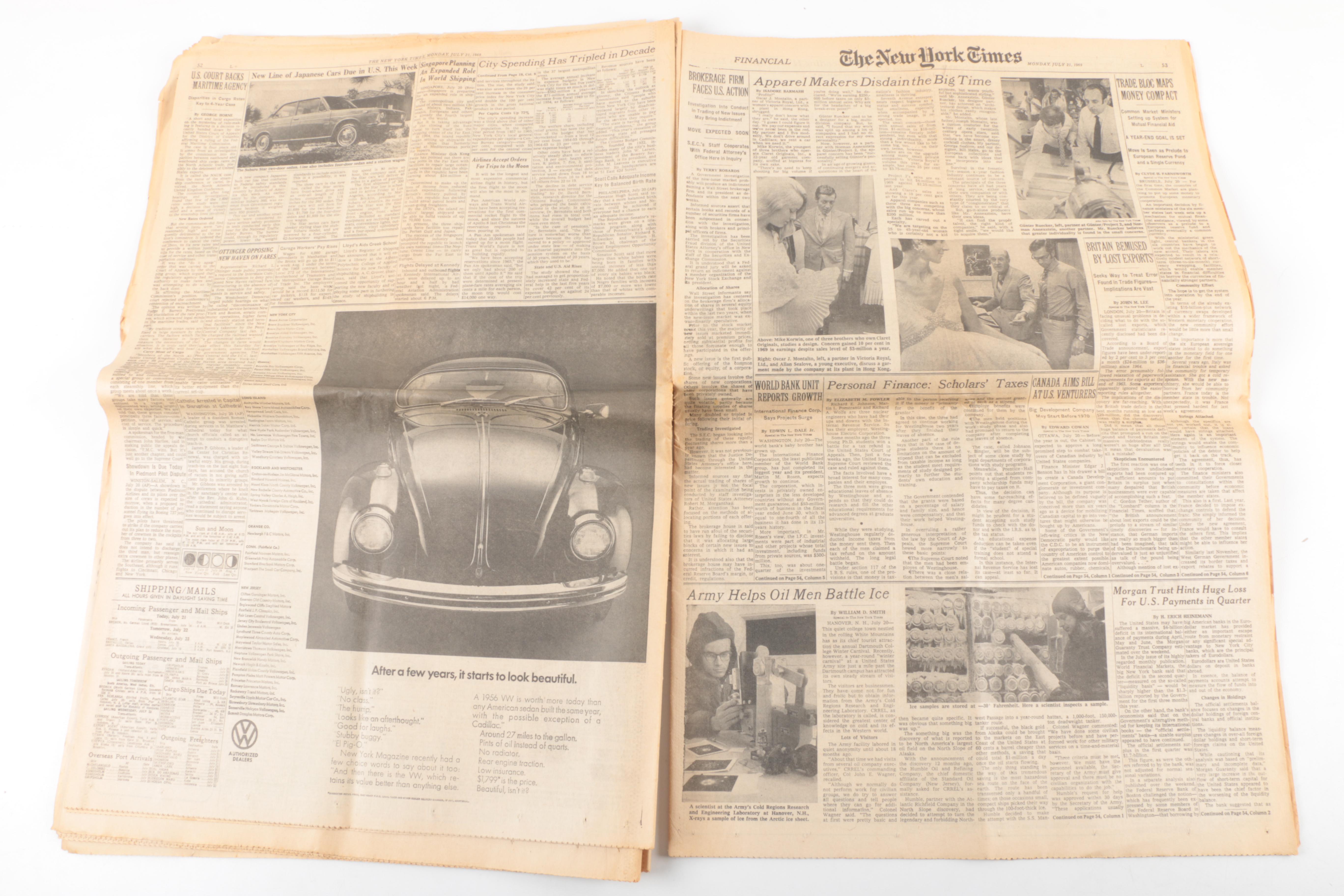 Vintage Newspapers from Moon Walk and V-J Day