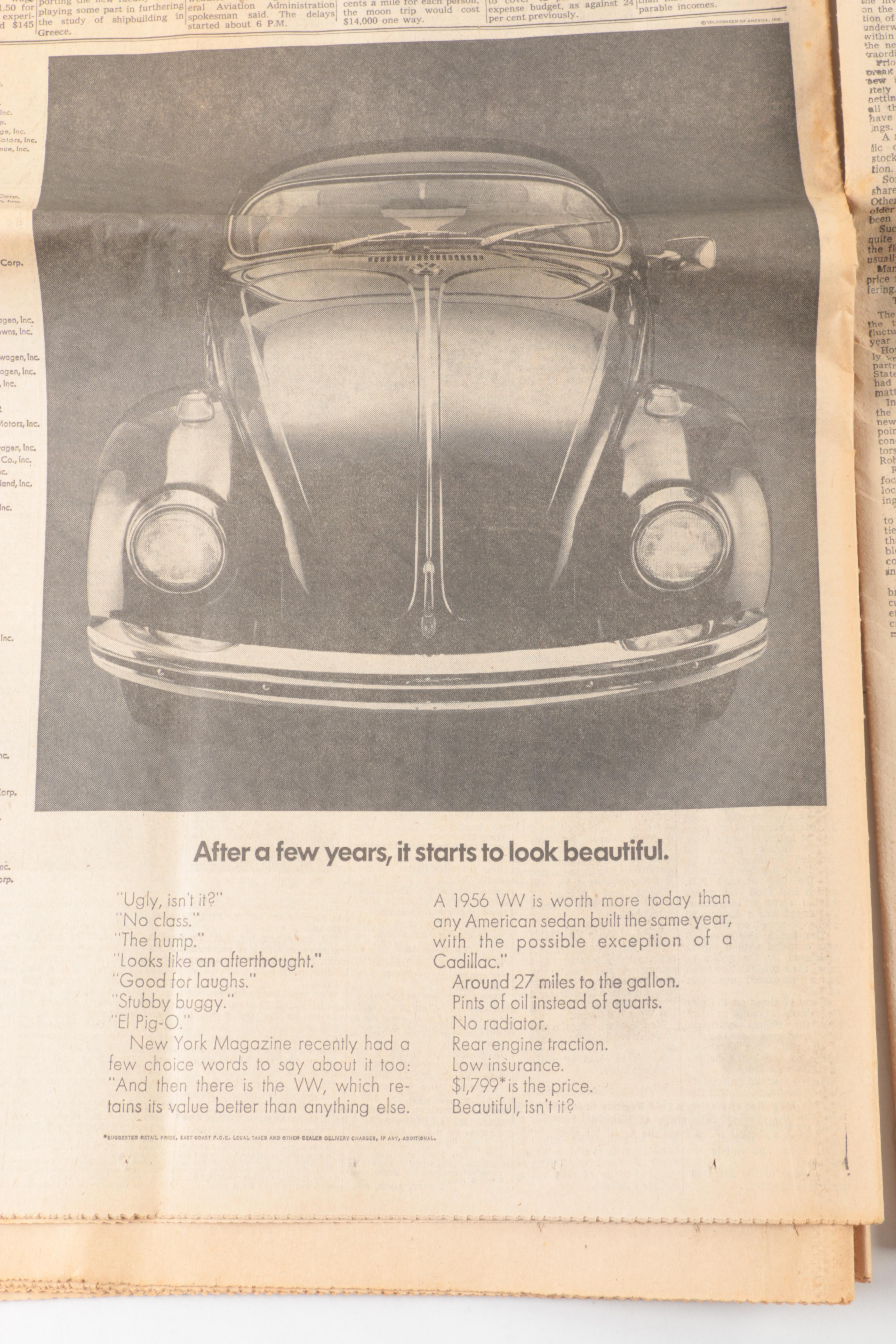 Vintage Newspapers from Moon Walk and V-J Day