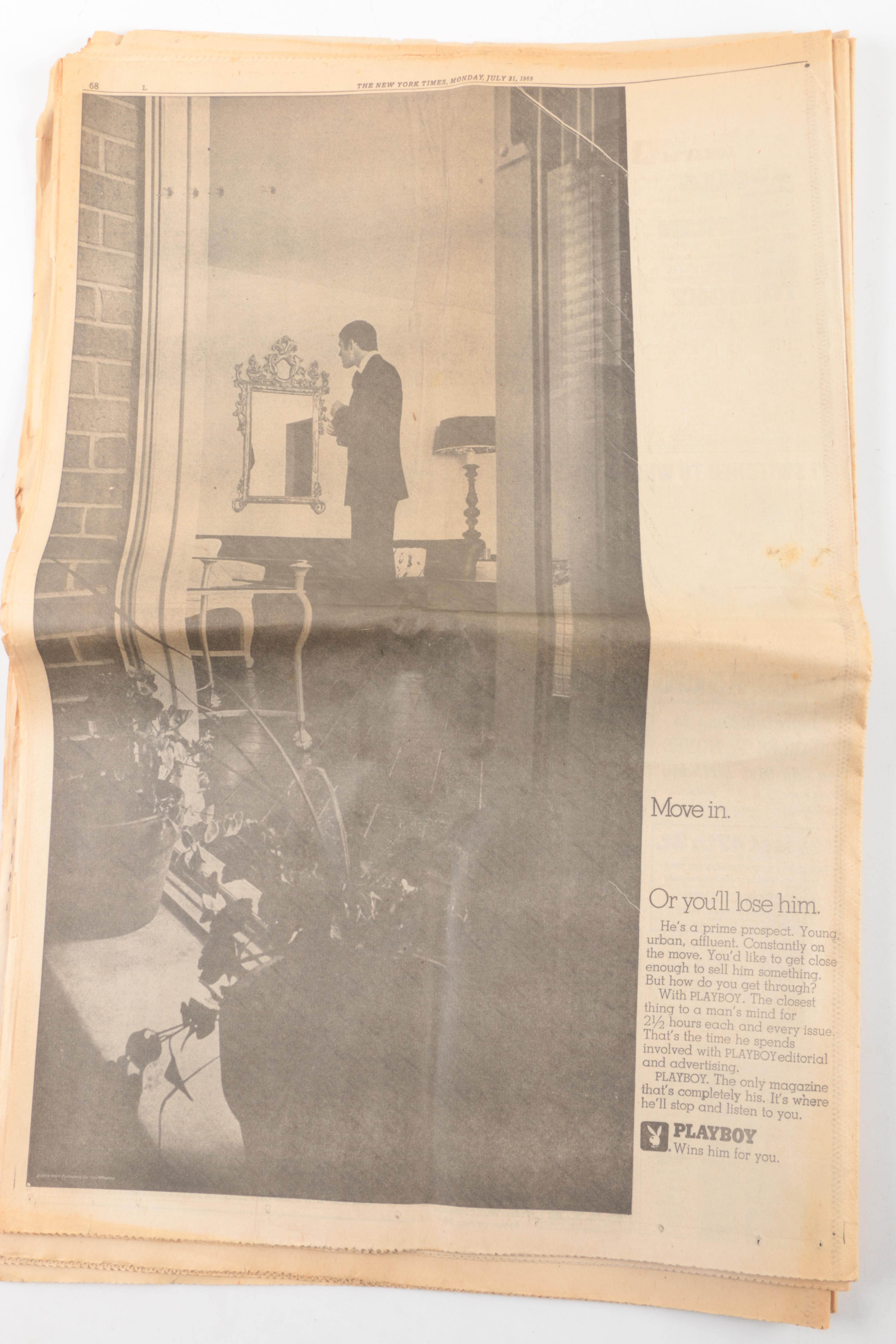 Vintage Newspapers from Moon Walk and V-J Day