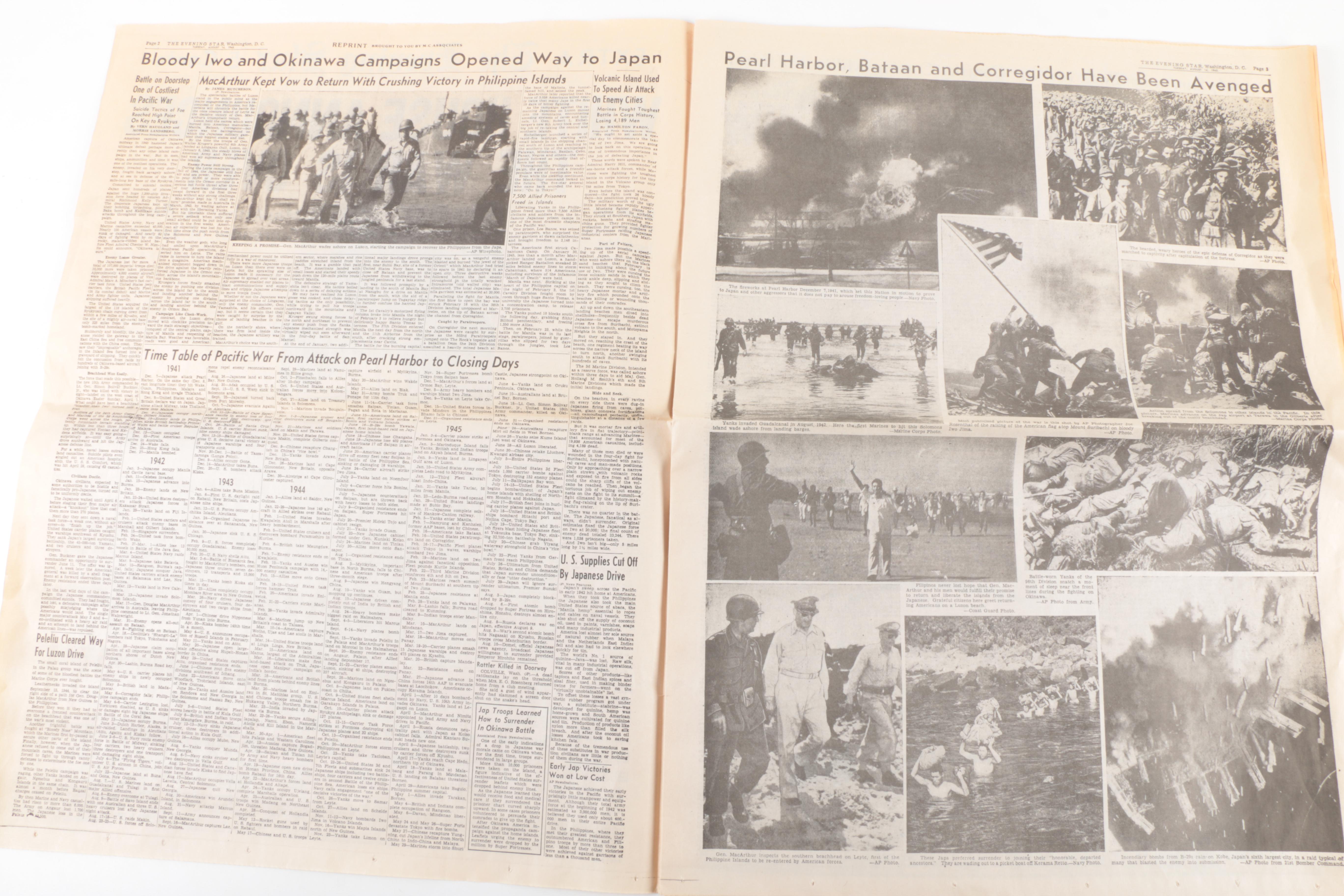 Vintage Newspapers from Moon Walk and V-J Day