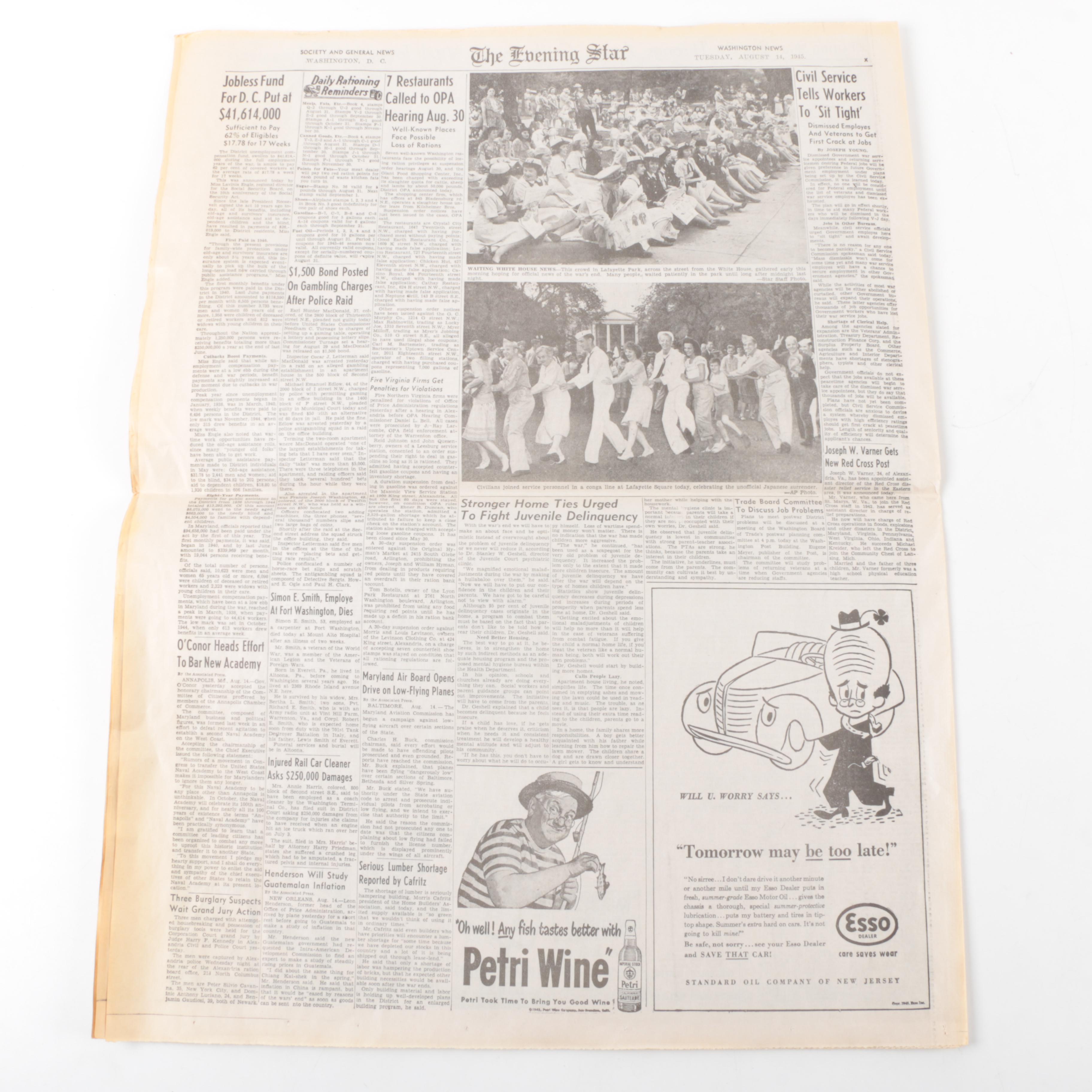 Vintage Newspapers from Moon Walk and V-J Day