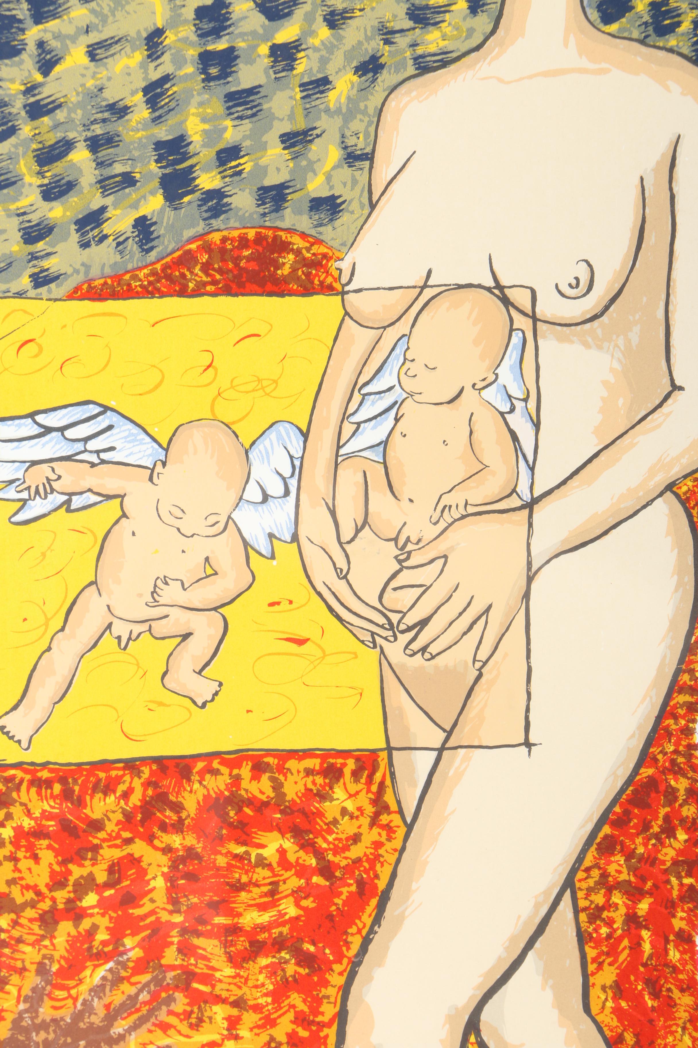 Yves Harrison Limited Edition Serigraph "Et Les Petits Anges Sont Arrivés"