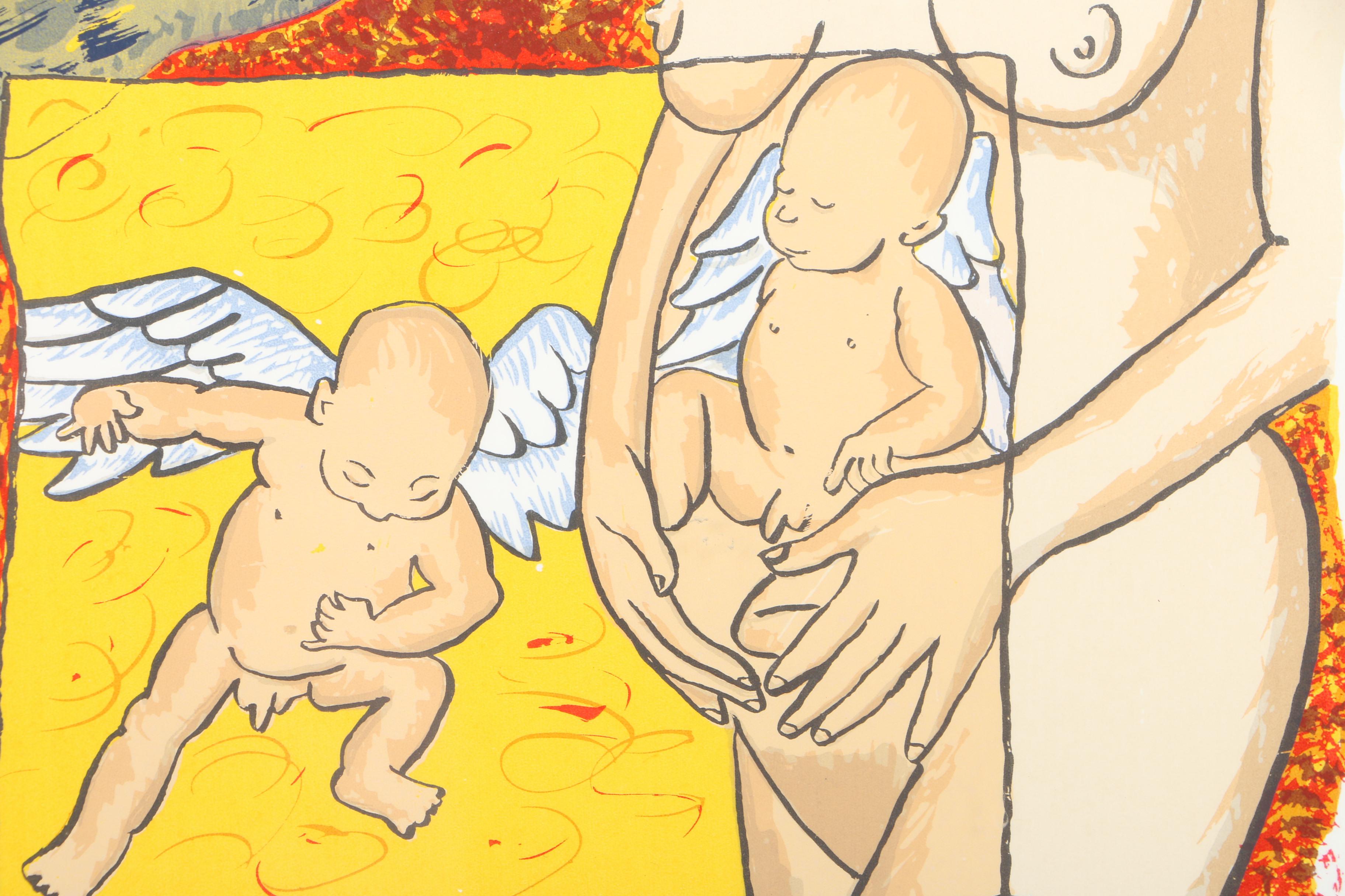 Yves Harrison Limited Edition Serigraph "Et Les Petits Anges Sont Arrivés"