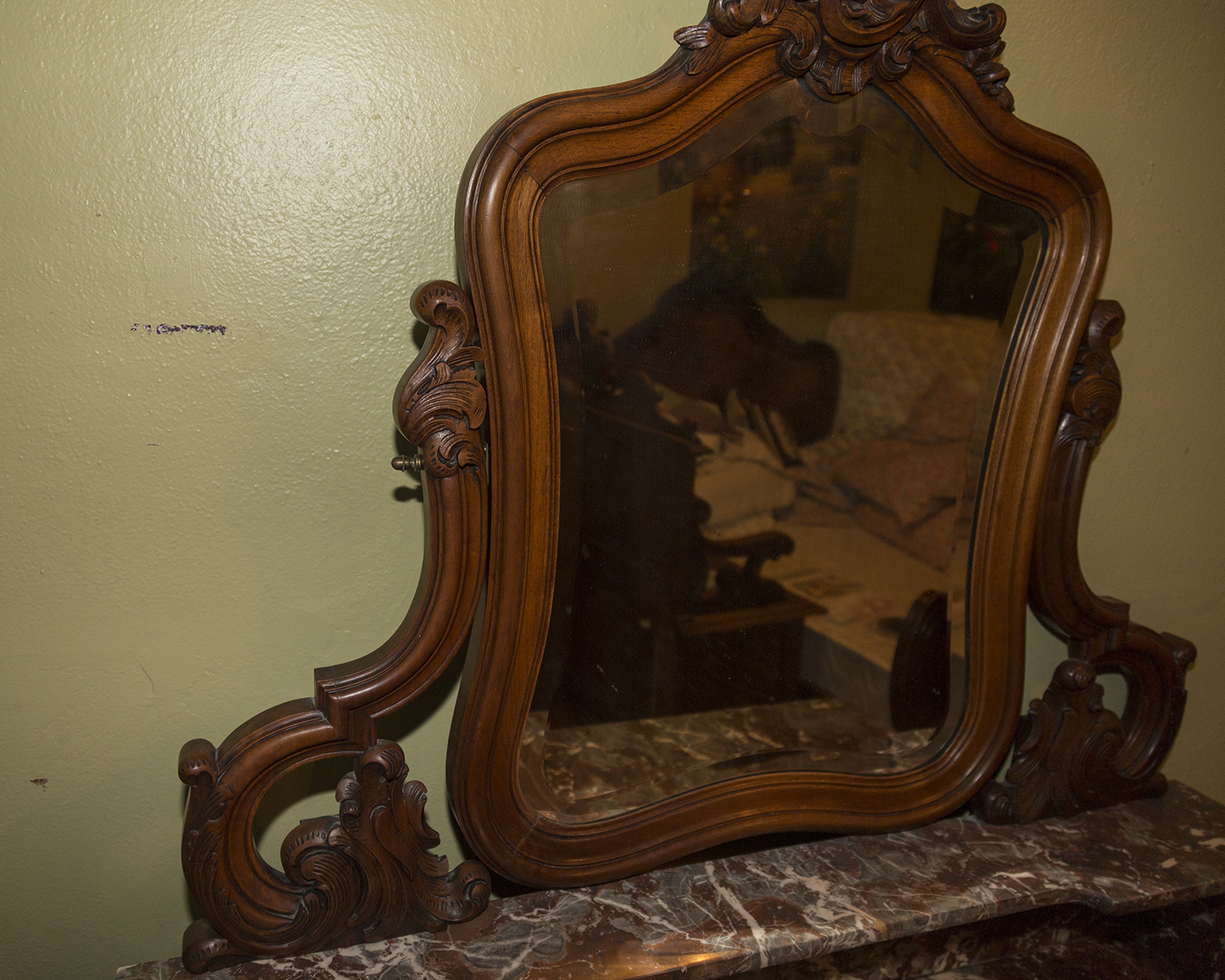 Antique French Louis XV Style Marble Top Dresser with Mirror