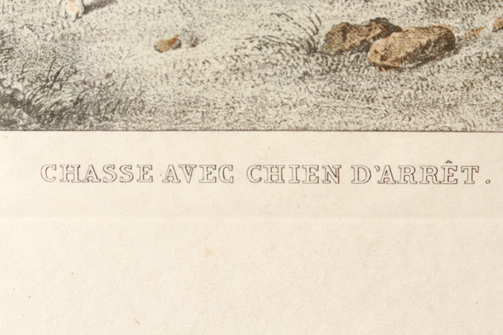 Engraving on Paper of Hunting Scene "Chasse avec Chien d'Arrêt"