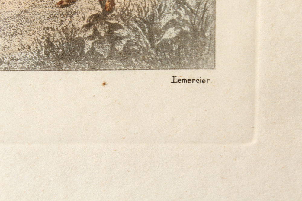 Engraving on Paper of Hunting Scene "Chasse avec Chien d'Arrêt"