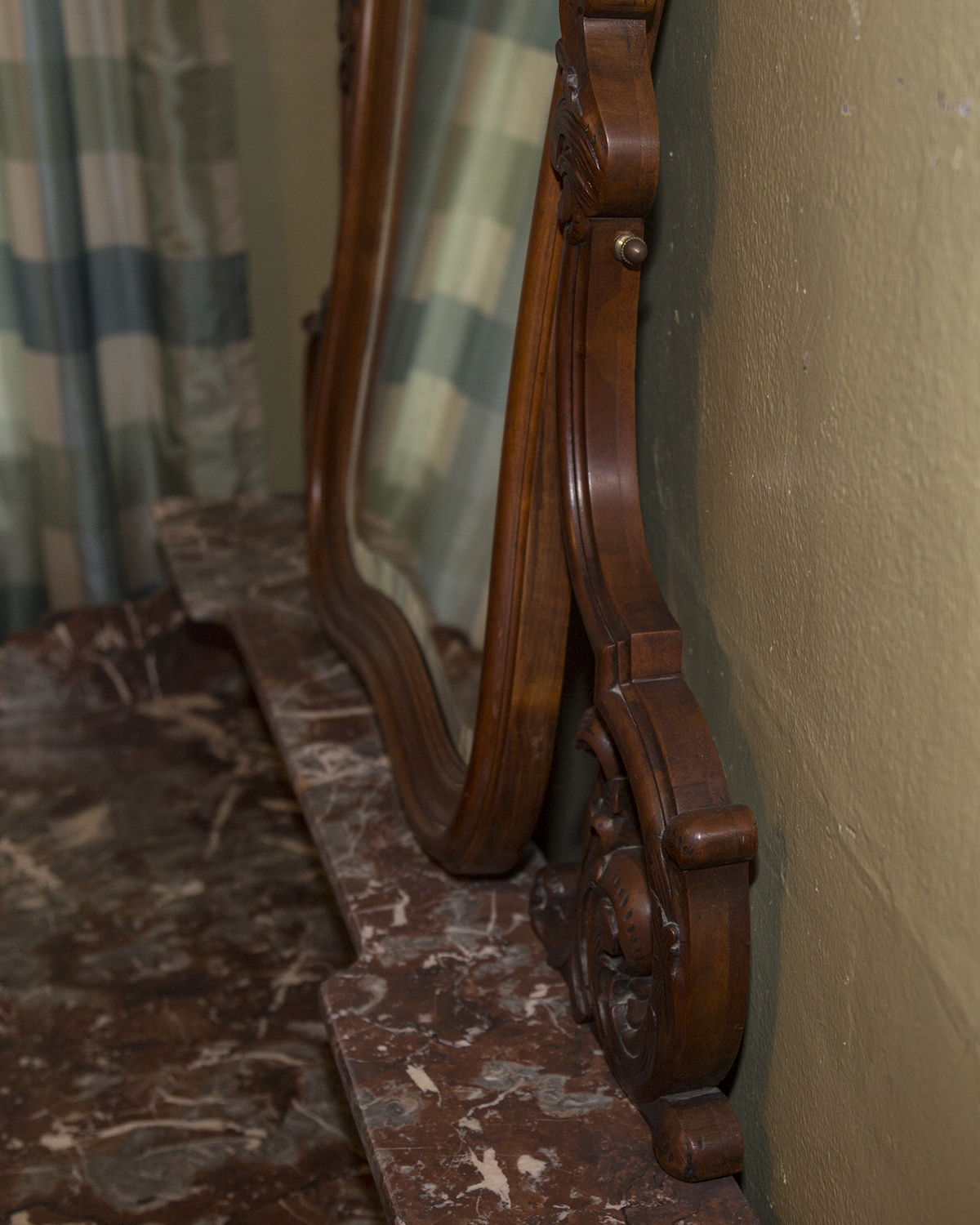 Antique French Louis XV Style Marble Top Dresser with Mirror