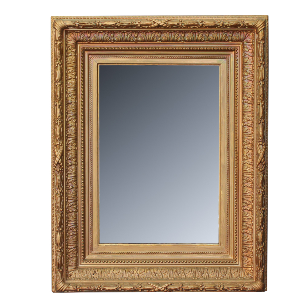 Antique Wood Framed Wall Mirror