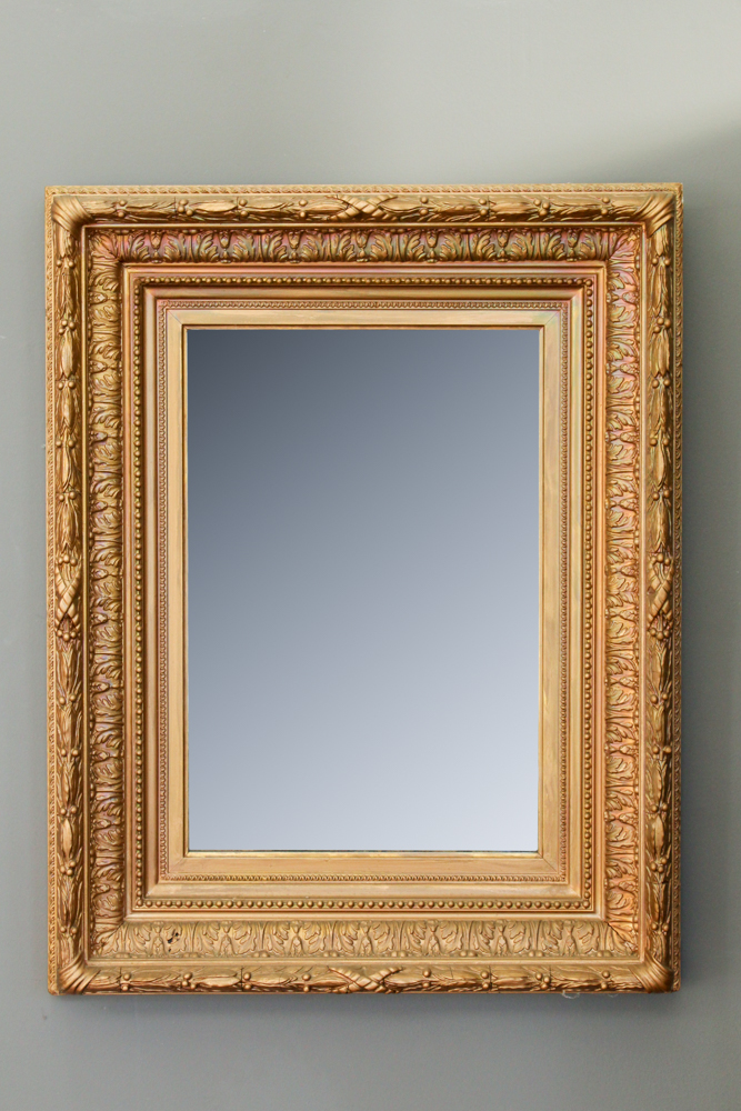Antique Wood Framed Wall Mirror