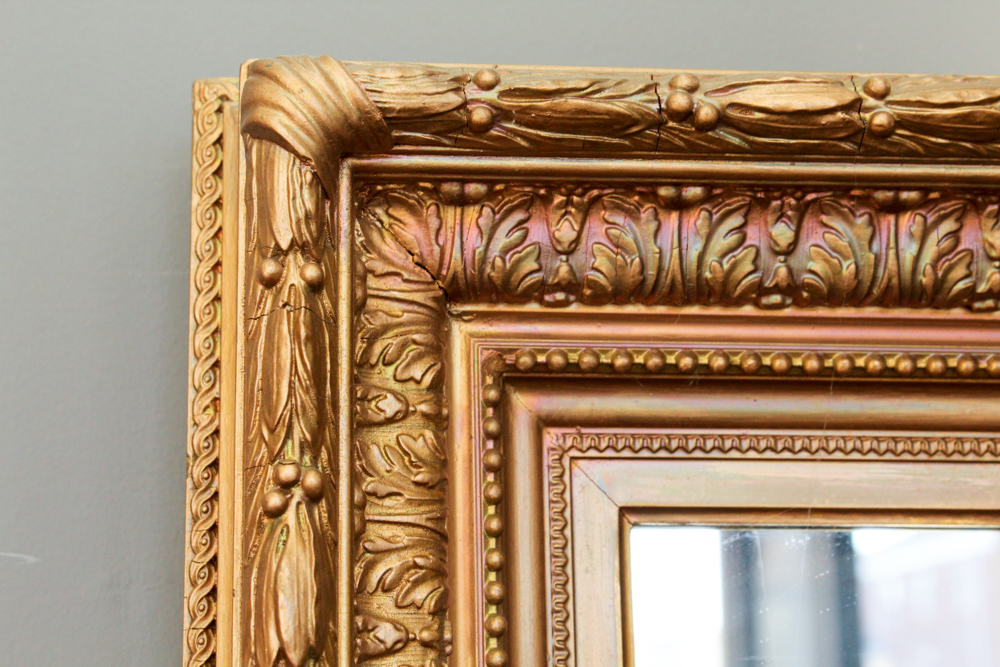 Antique Wood Framed Wall Mirror