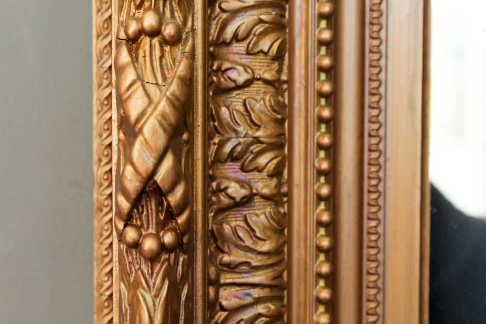 Antique Wood Framed Wall Mirror