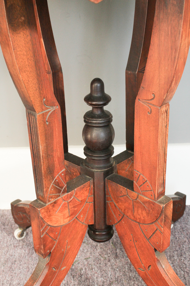 Antique Eastlake Walnut and Marble Parlor Table