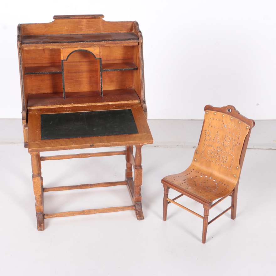 Antique Child's Writing Desk and Chair