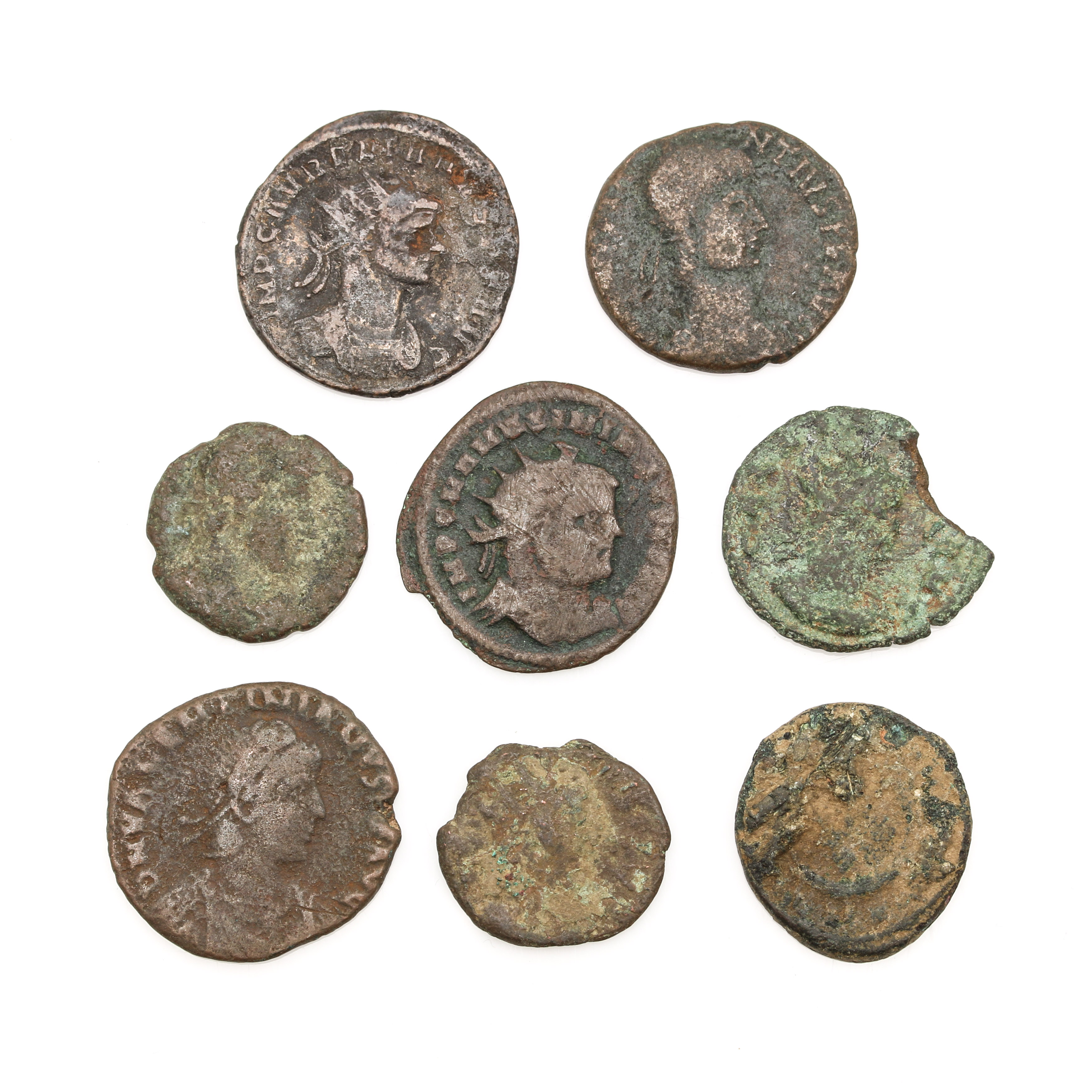 Eight Ancient Roman Imperial Bronze Coins