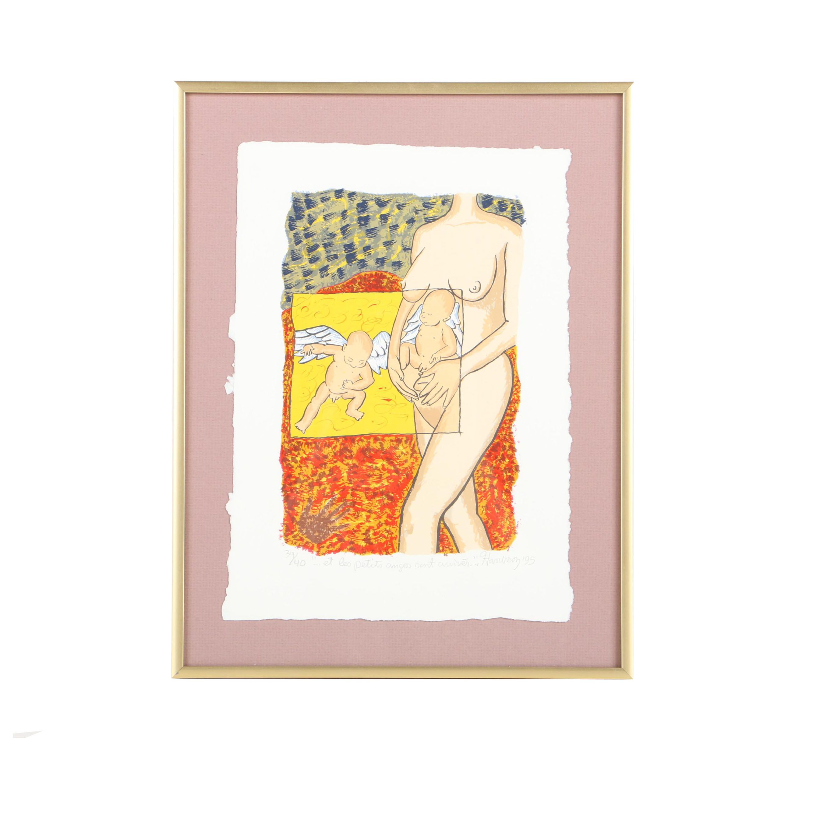 Yves Harrison Limited Edition Serigraph "Et Les Petits Anges Sont Arrivés"