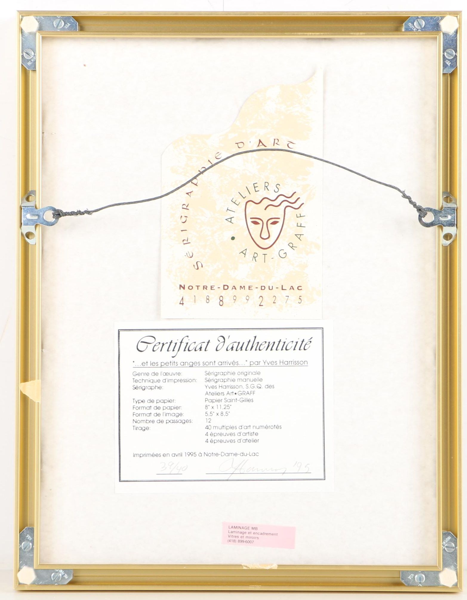 Yves Harrison Limited Edition Serigraph "Et Les Petits Anges Sont Arrivés"