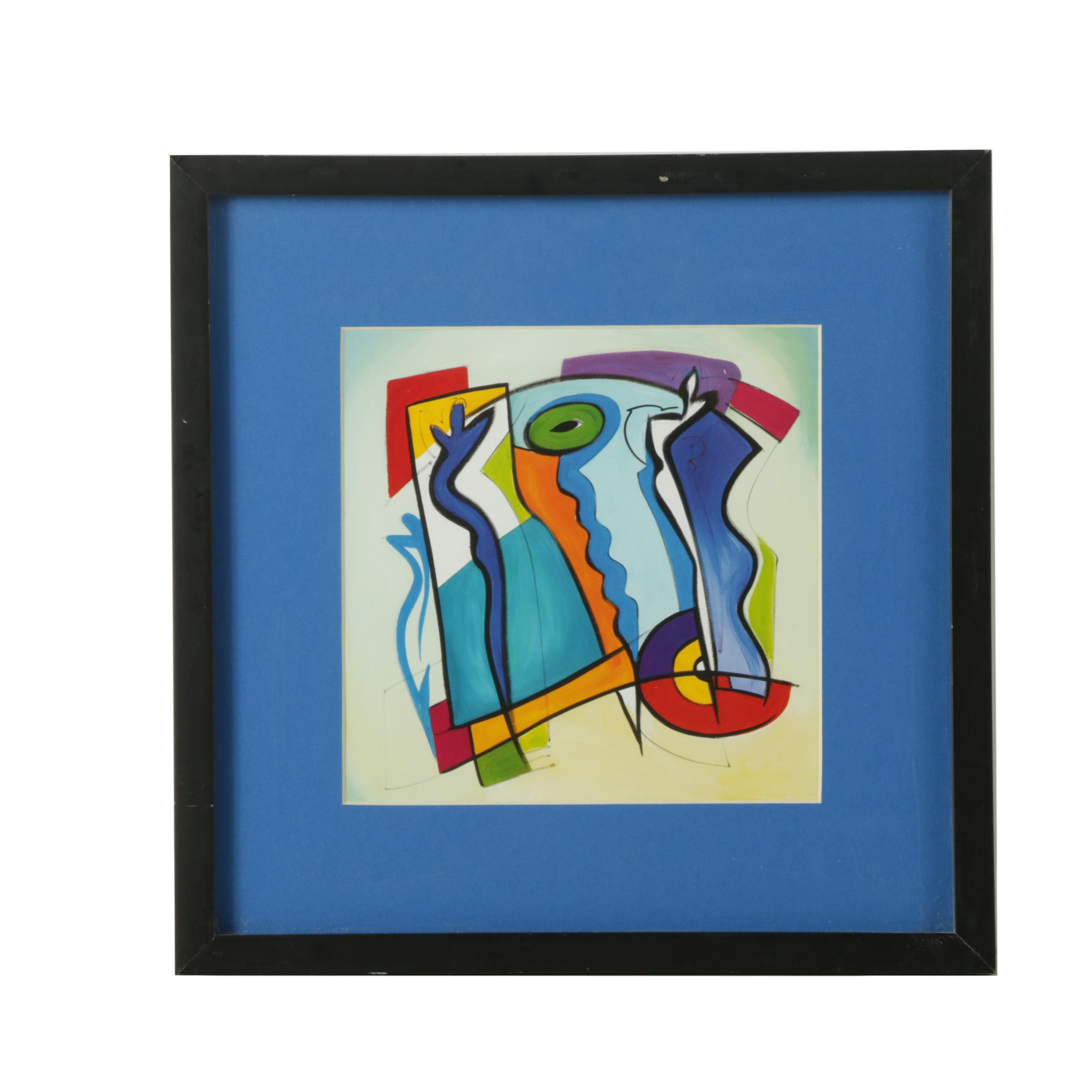 Giclée Print on Paper After Alfred Gockel "Blue on Blue"