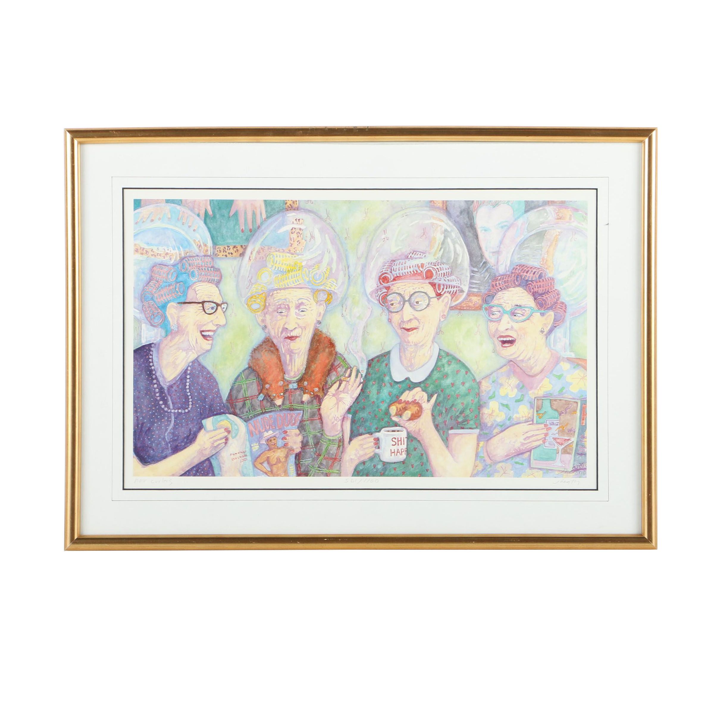 Jonathan Heath Limited Edition Offset Lithograph on Paper "Hair Curlers"