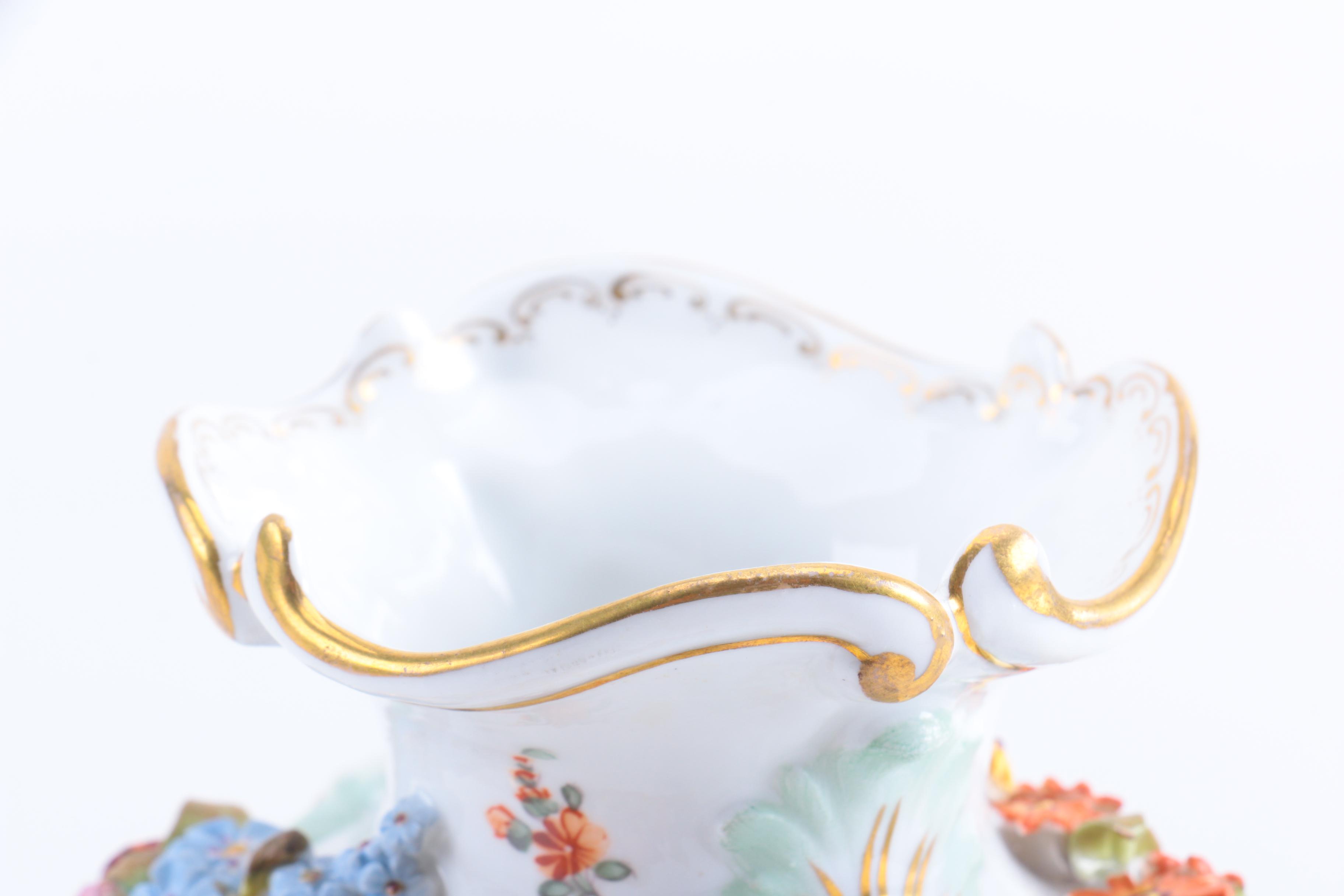 Dresden German Floral Relief Vase