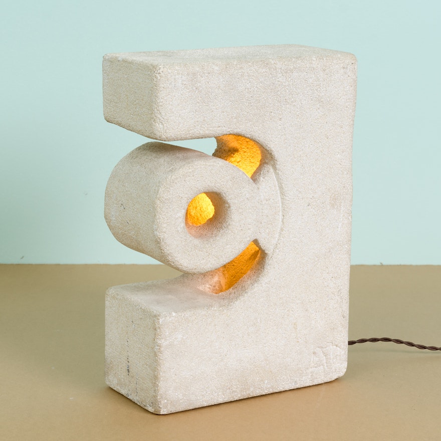 Contemporary Signed Cement Table Lamp