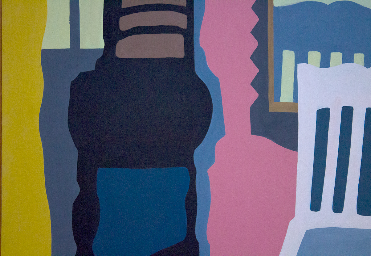 "Chairs" Original Acrylic on Canvas by Joanne Hasman, Circa 1970s