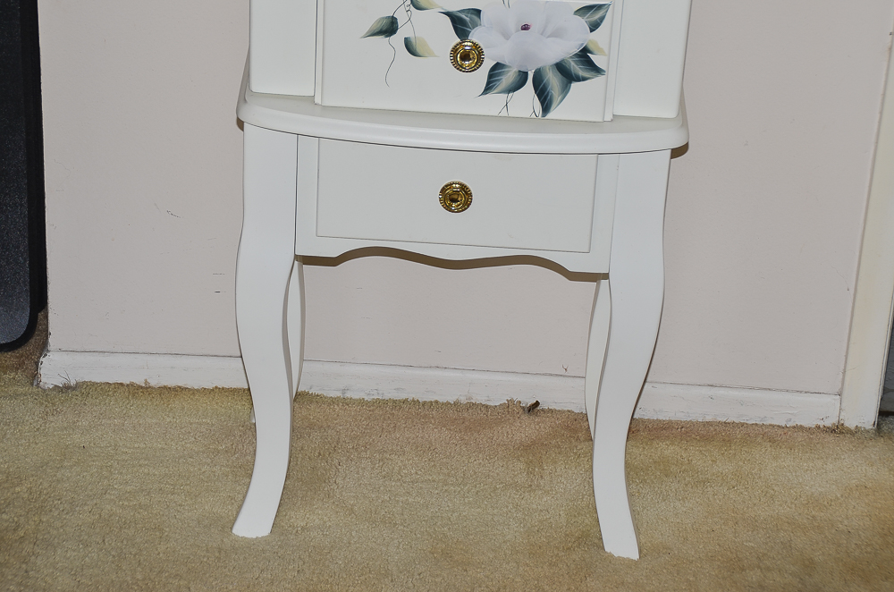 White Painted Wooden Jewelry Armoire