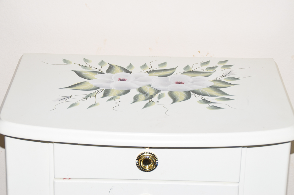 White Painted Wooden Jewelry Armoire