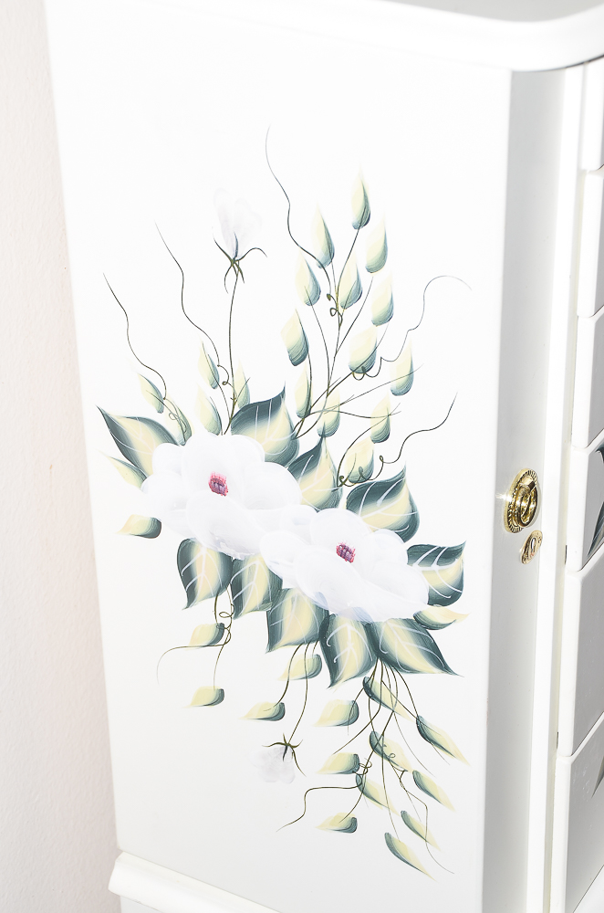 White Painted Wooden Jewelry Armoire
