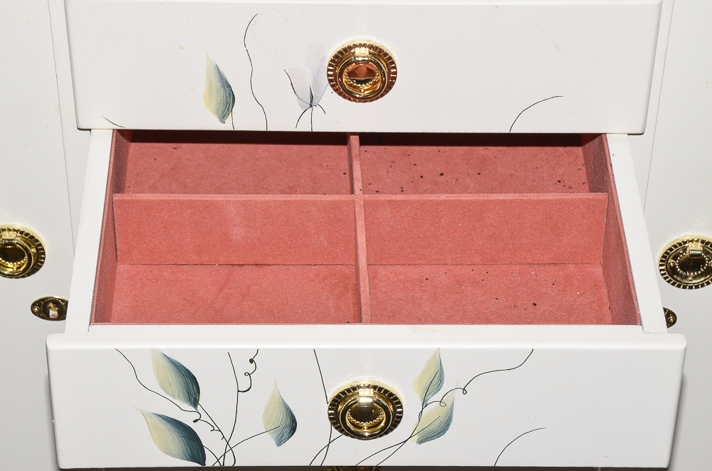 White Painted Wooden Jewelry Armoire