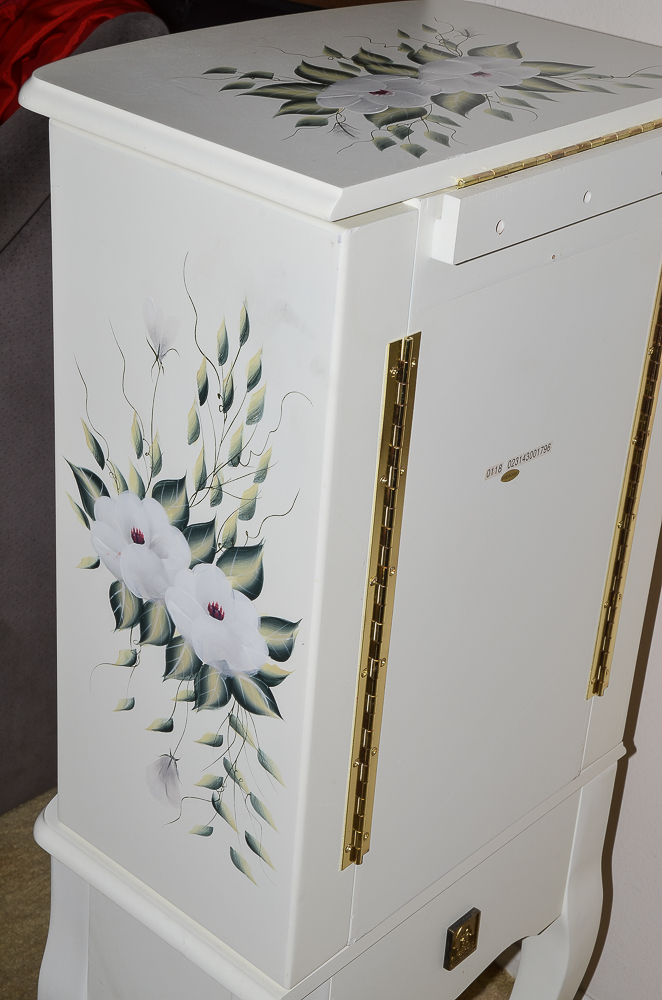 White Painted Wooden Jewelry Armoire
