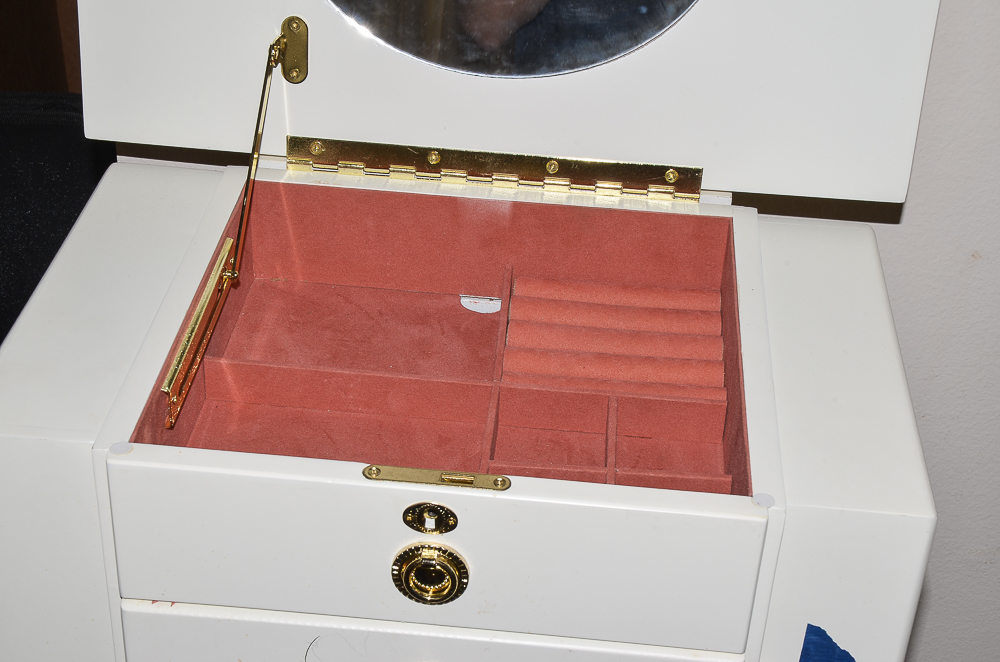 White Painted Wooden Jewelry Armoire