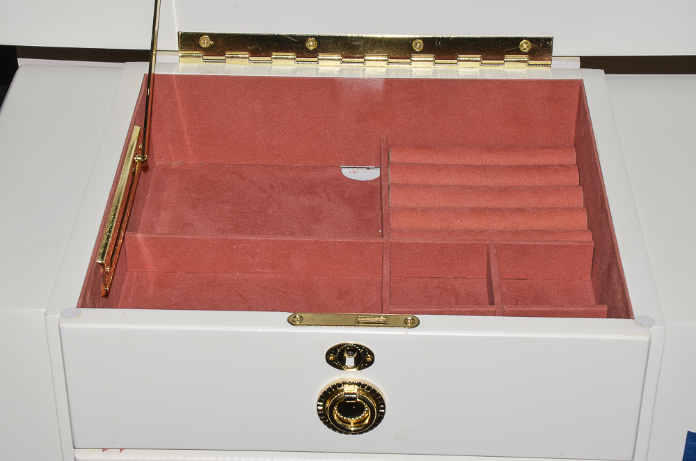 White Painted Wooden Jewelry Armoire