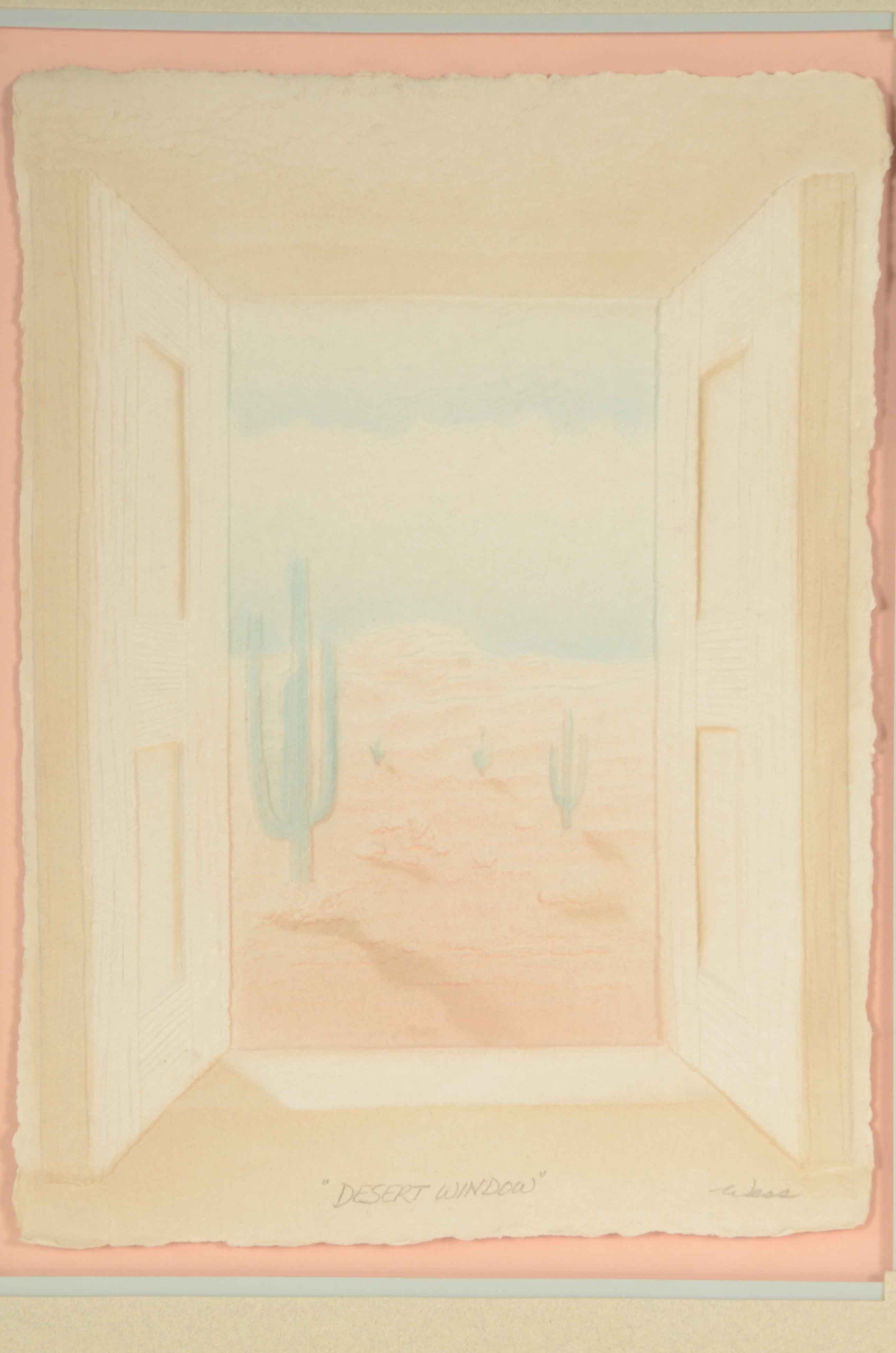 Wess Original Embossed Watercolor "Desert Window"