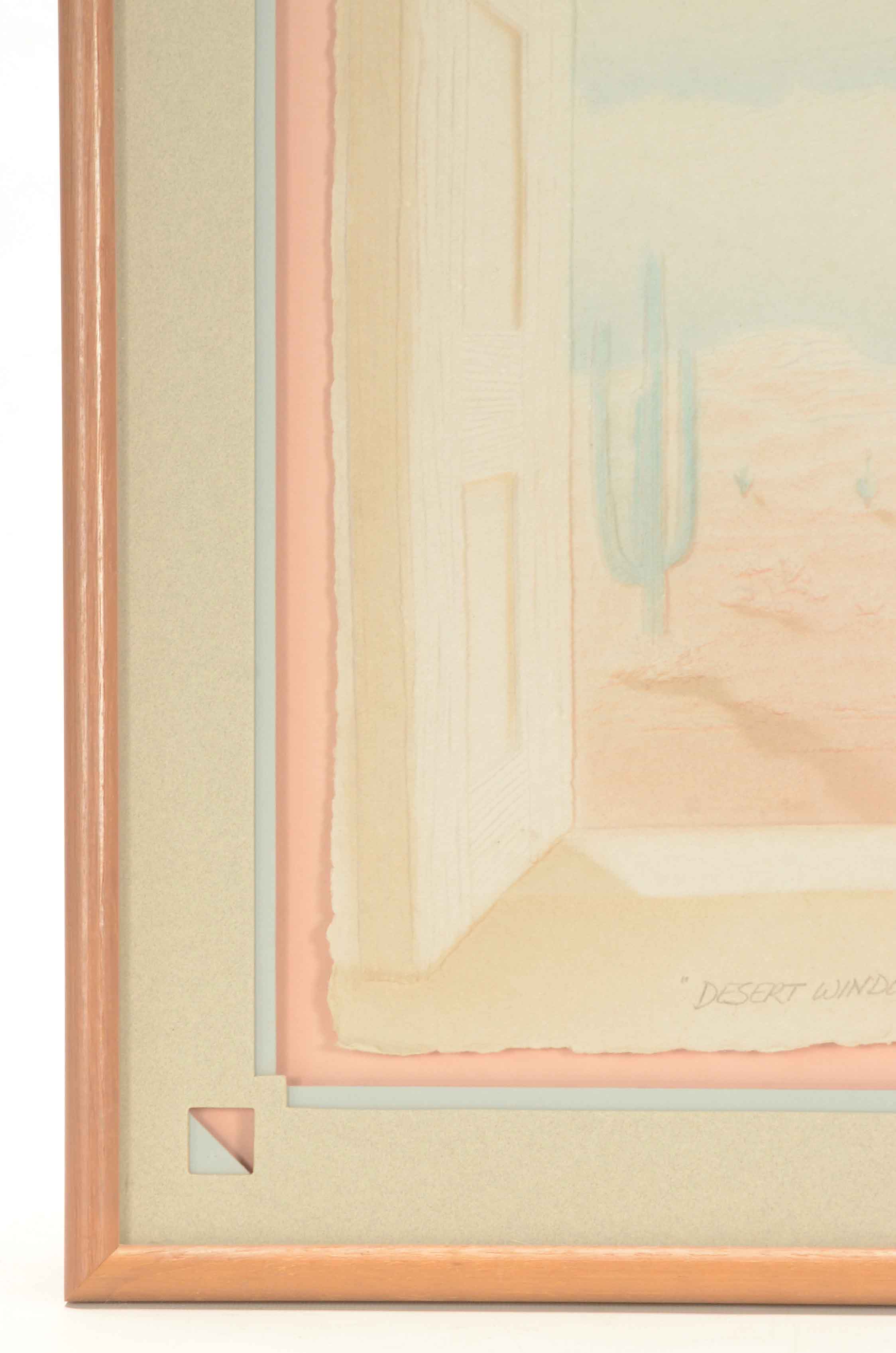 Wess Original Embossed Watercolor "Desert Window"