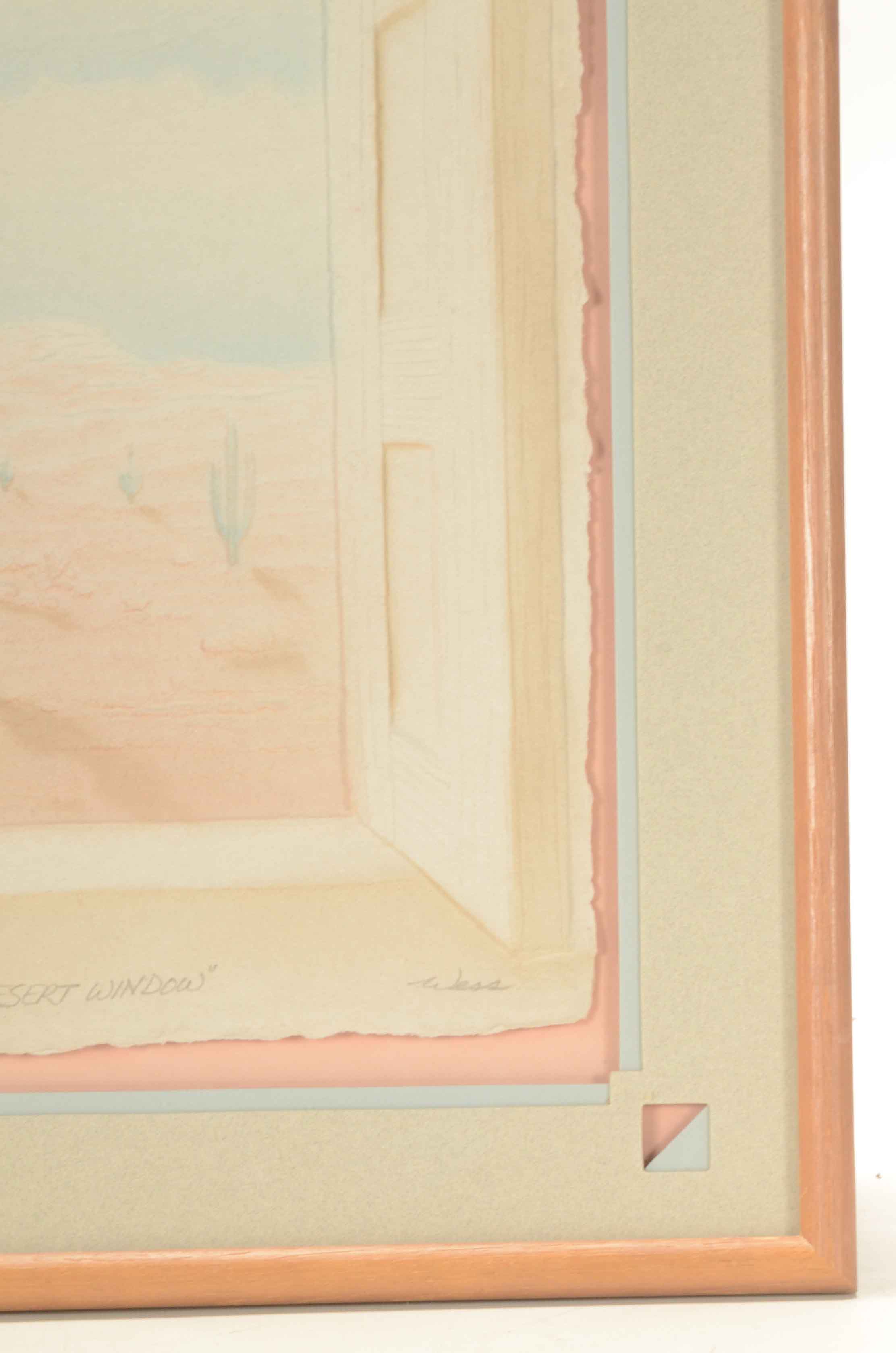 Wess Original Embossed Watercolor "Desert Window"