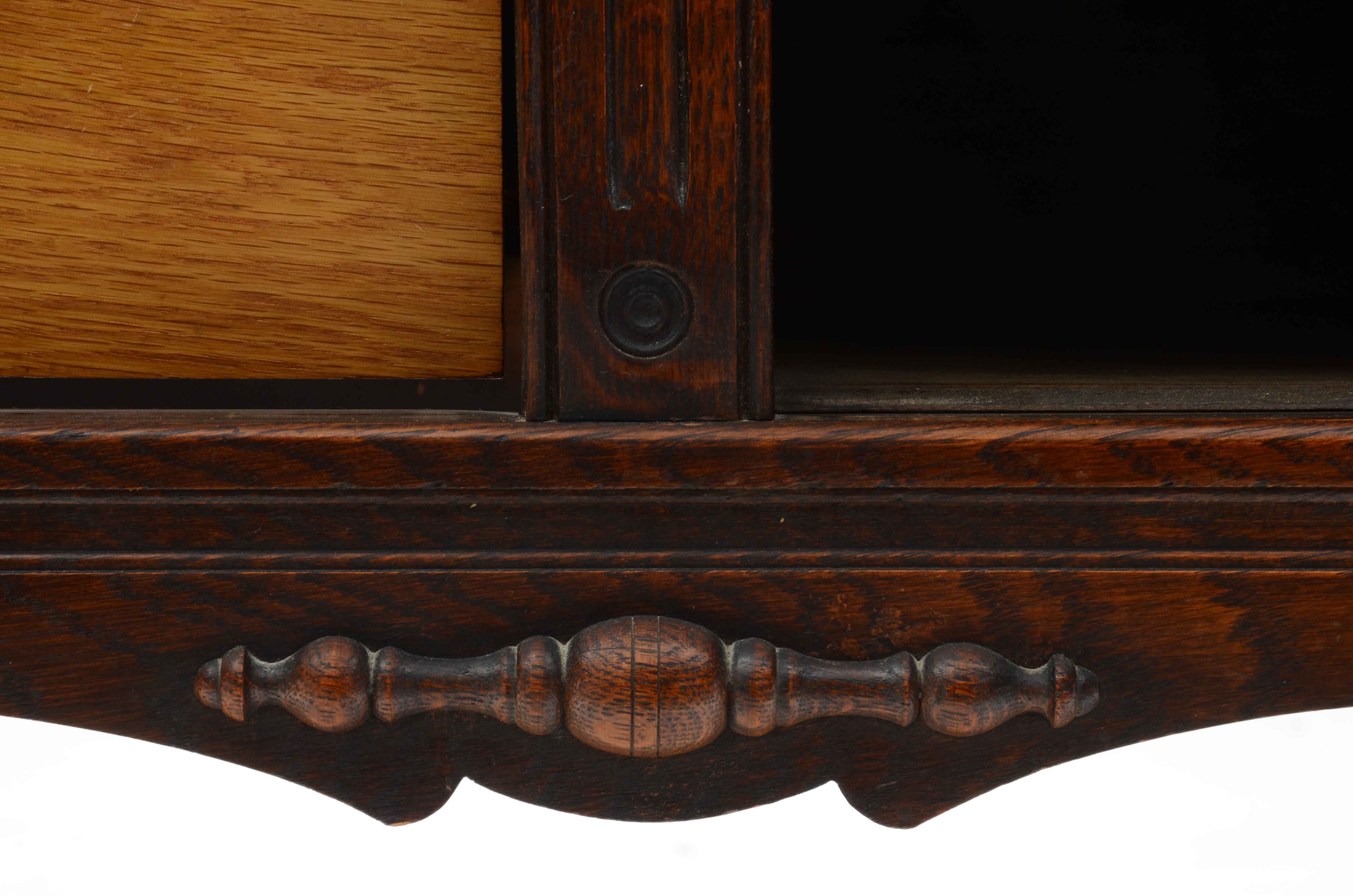 1920s Jacobean Revival Oak China Cabinet by Cochran Chair Co