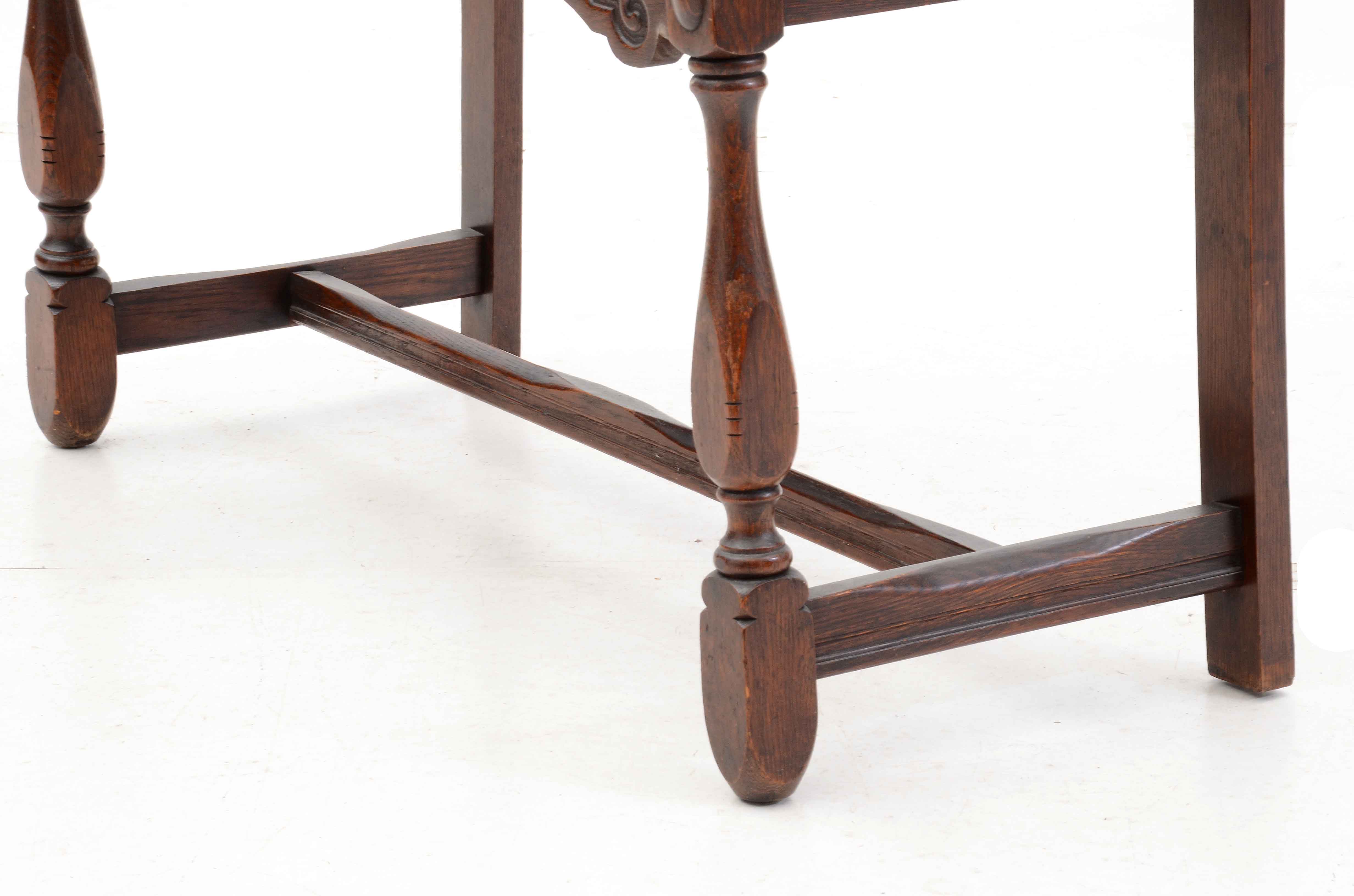 1920s Jacobean Revival Oak China Cabinet by Cochran Chair Co