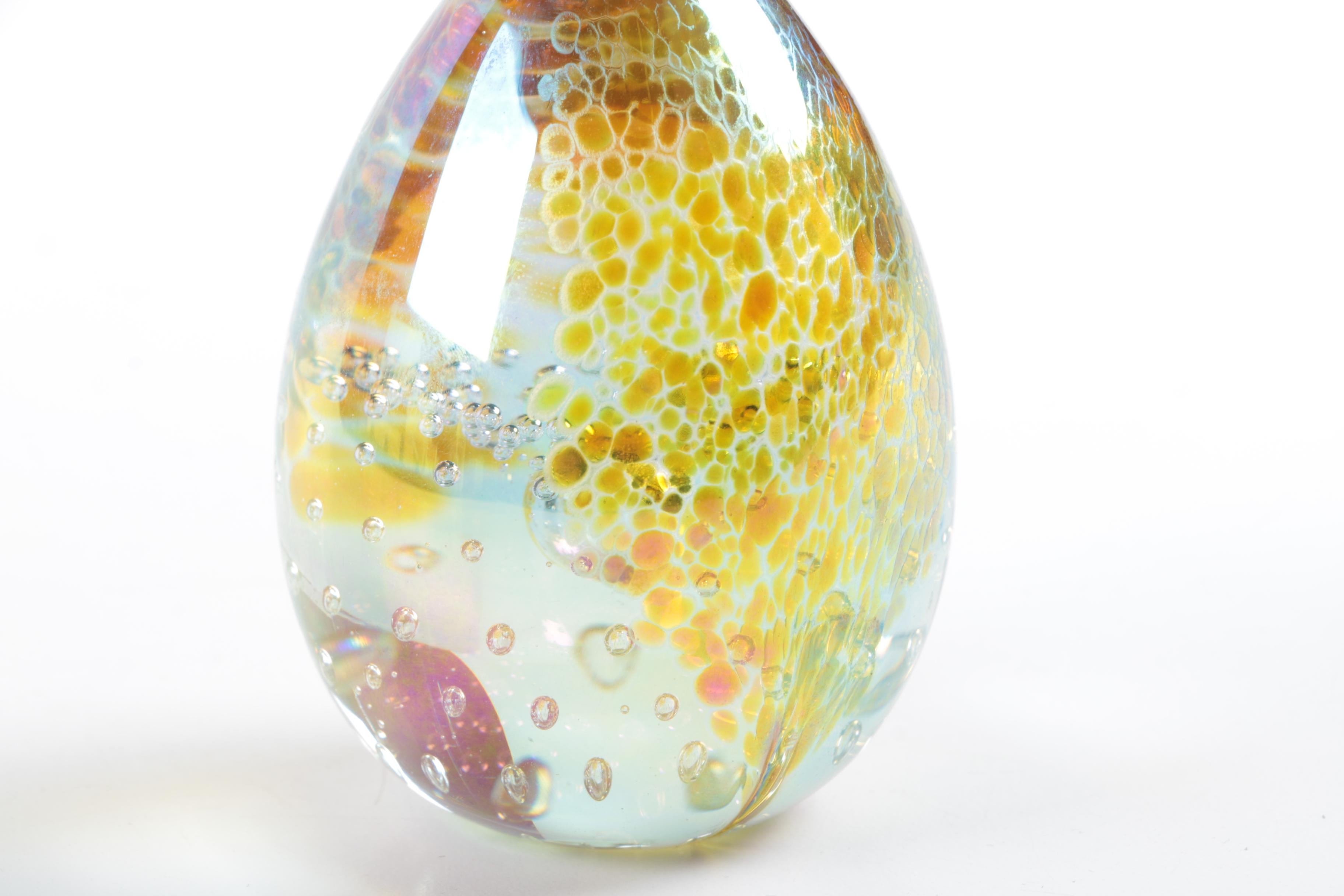 Glass Eye Studio Blown Dichroic Glass Egg Paperweight