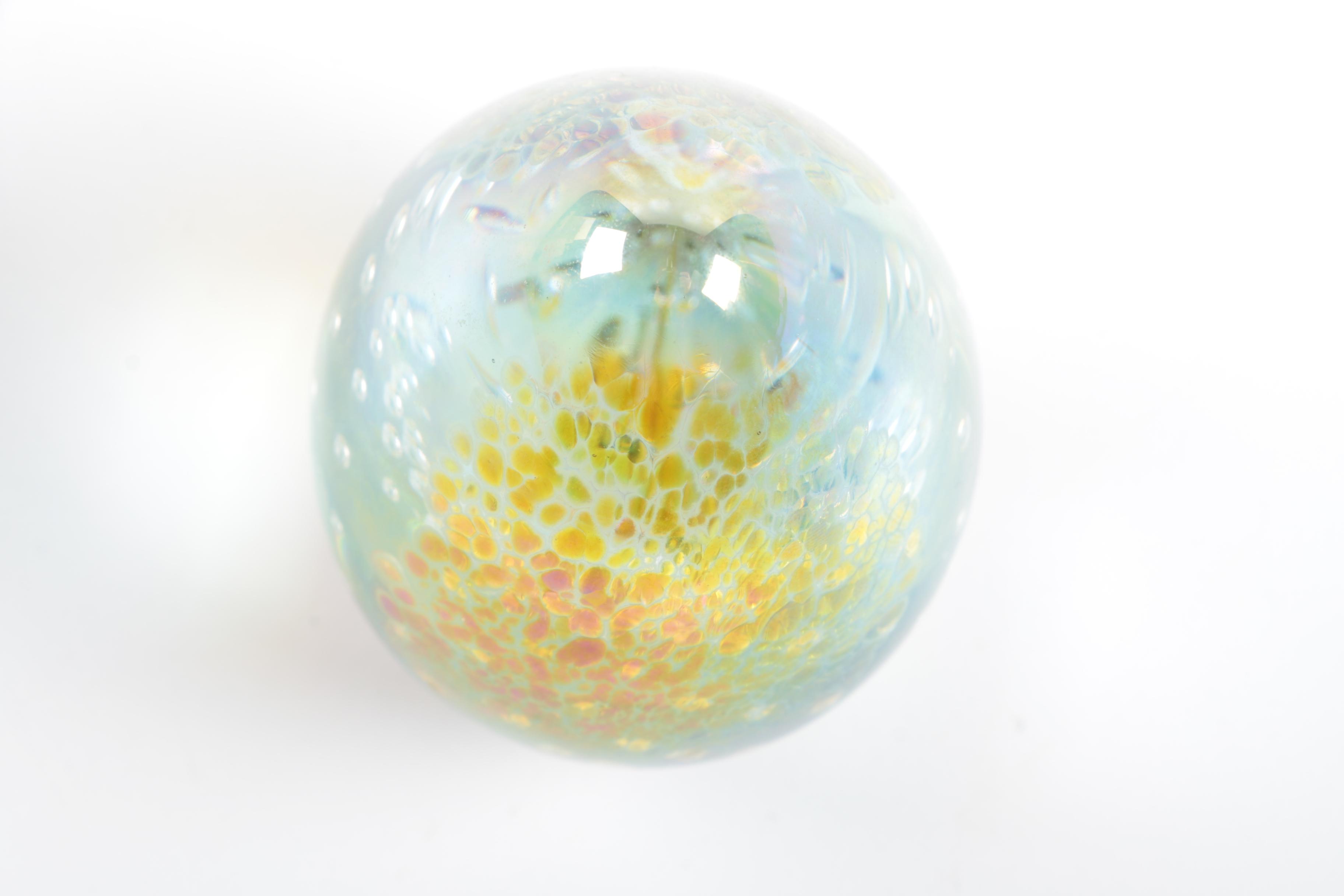 Glass Eye Studio Blown Dichroic Glass Egg Paperweight