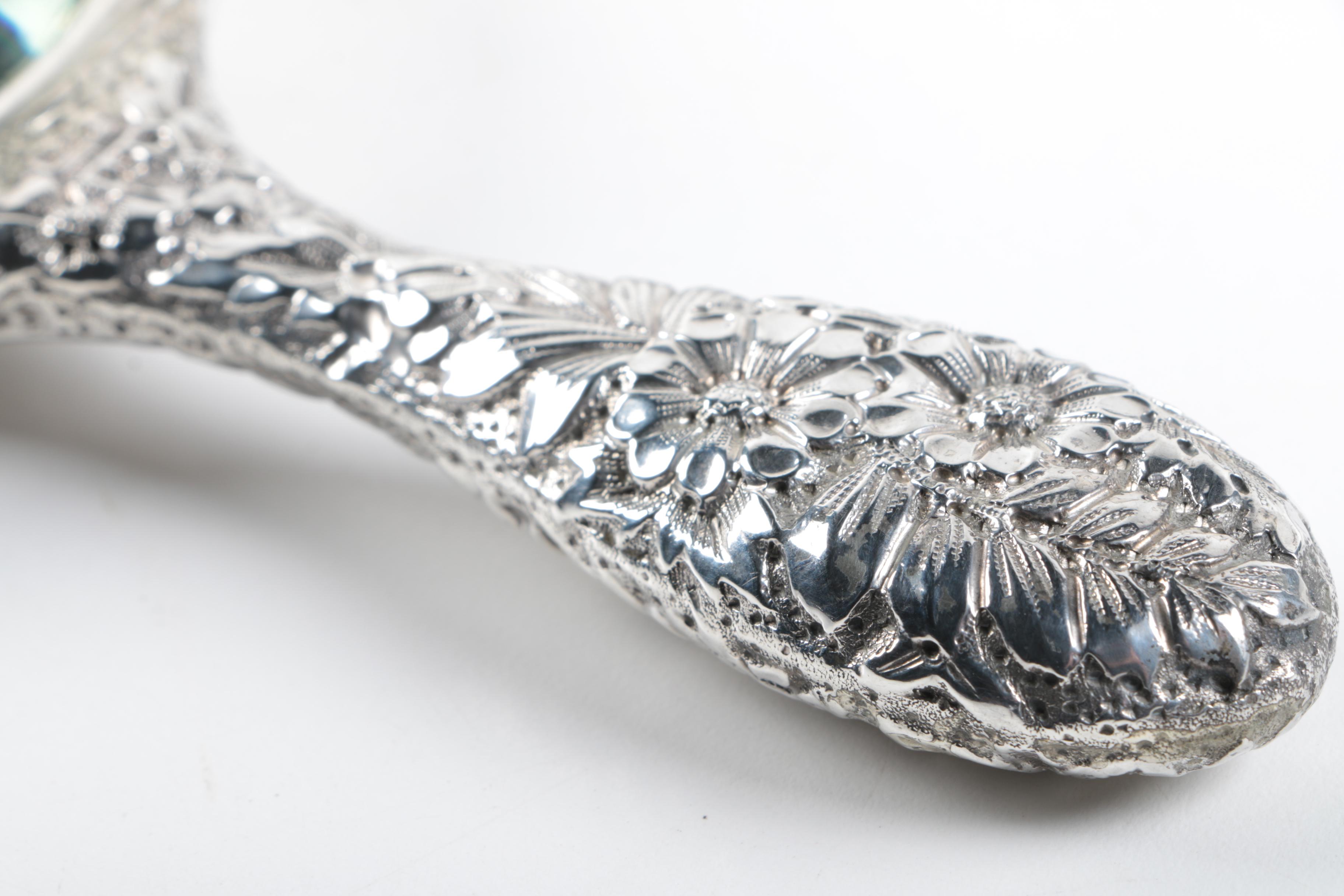 1893 William Stringer Mills London Powder Jar with Other Sterling Vanity Items