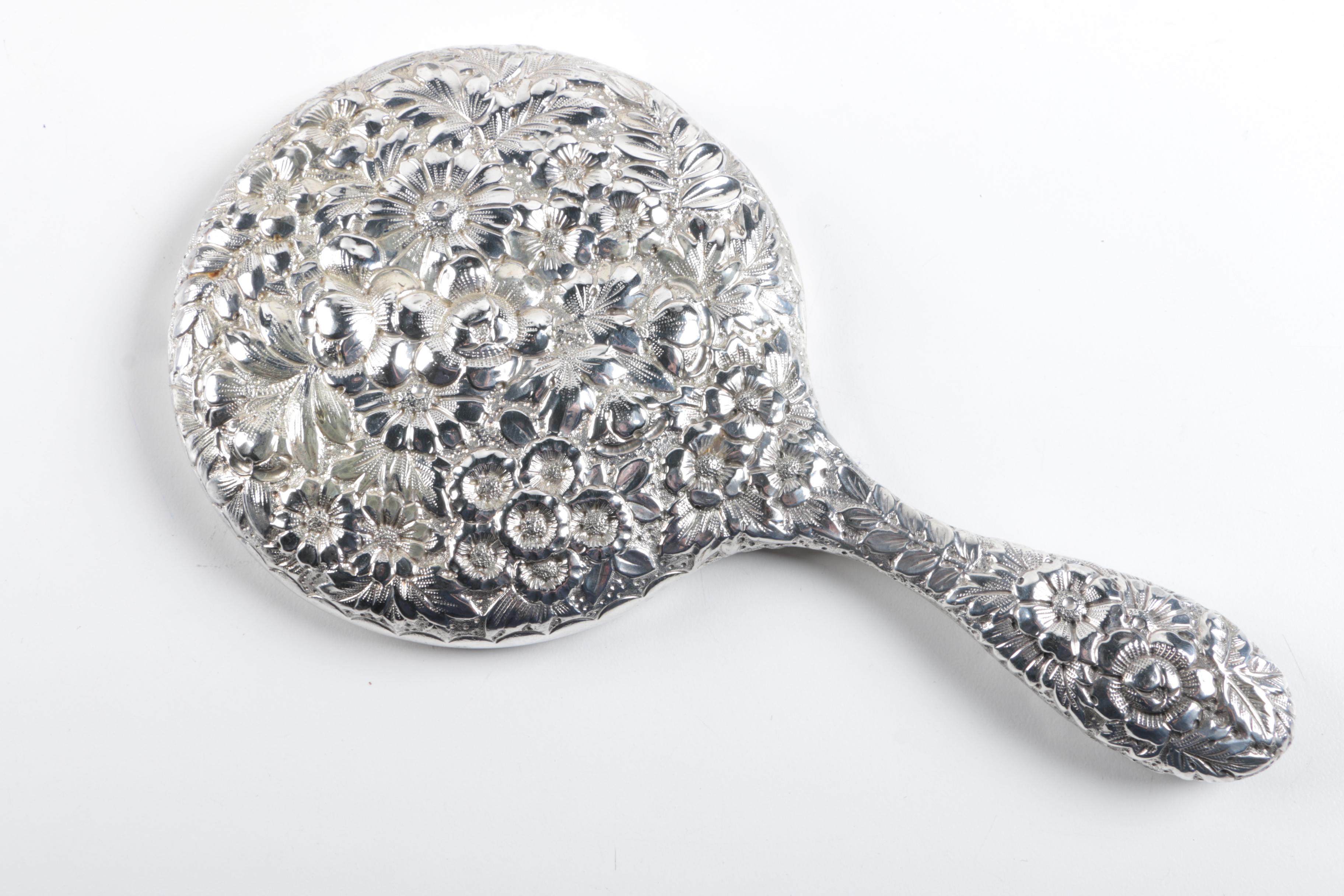 1893 William Stringer Mills London Powder Jar with Other Sterling Vanity Items