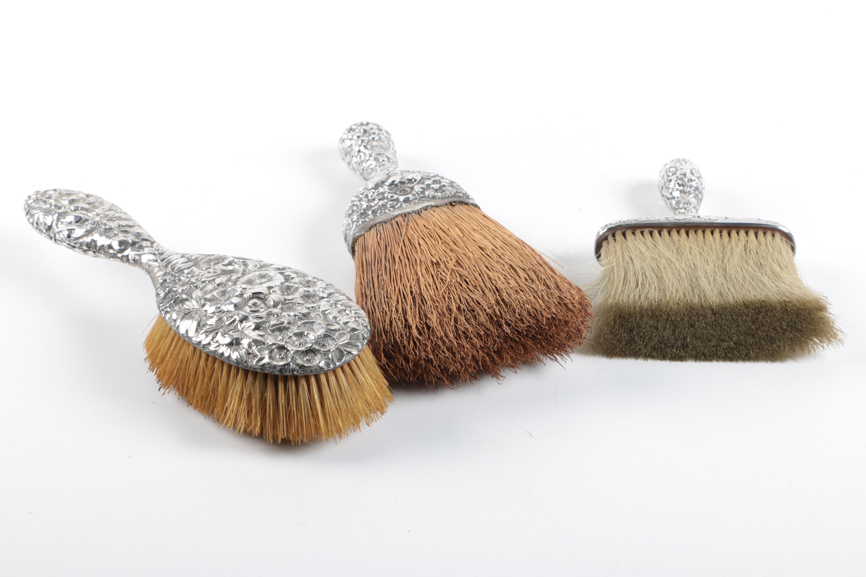 1893 William Stringer Mills London Powder Jar with Other Sterling Vanity Items