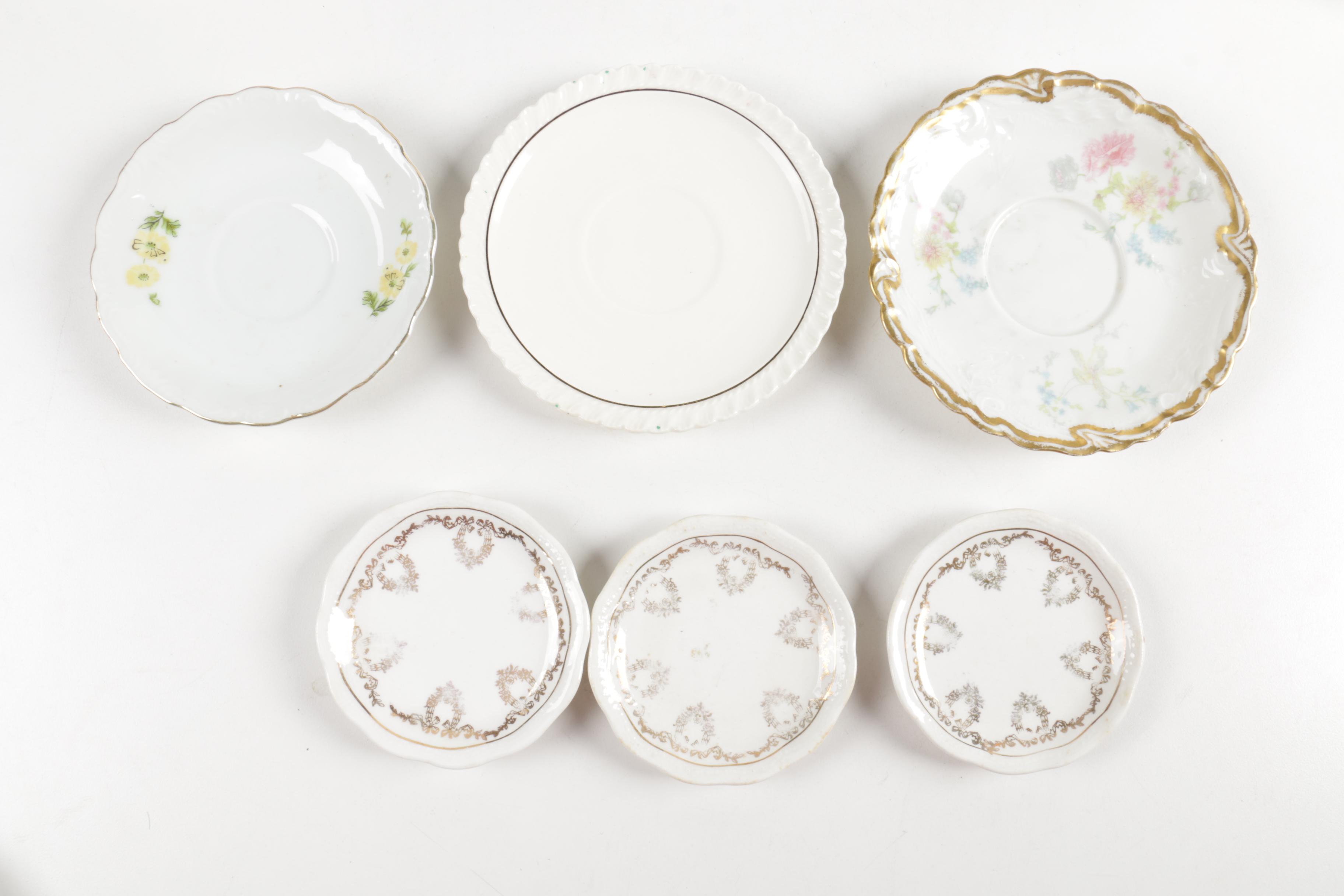 Ceramic Cup, Saucer, and Plate Assortment Including Belleek