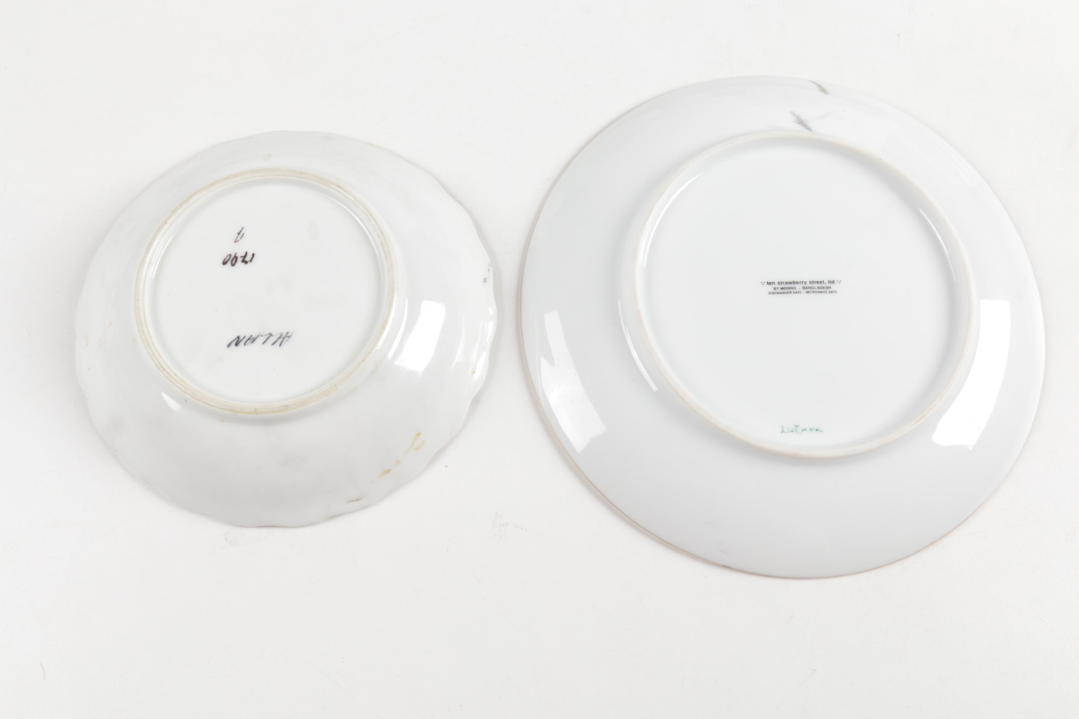 Ceramic Cup, Saucer, and Plate Assortment Including Belleek