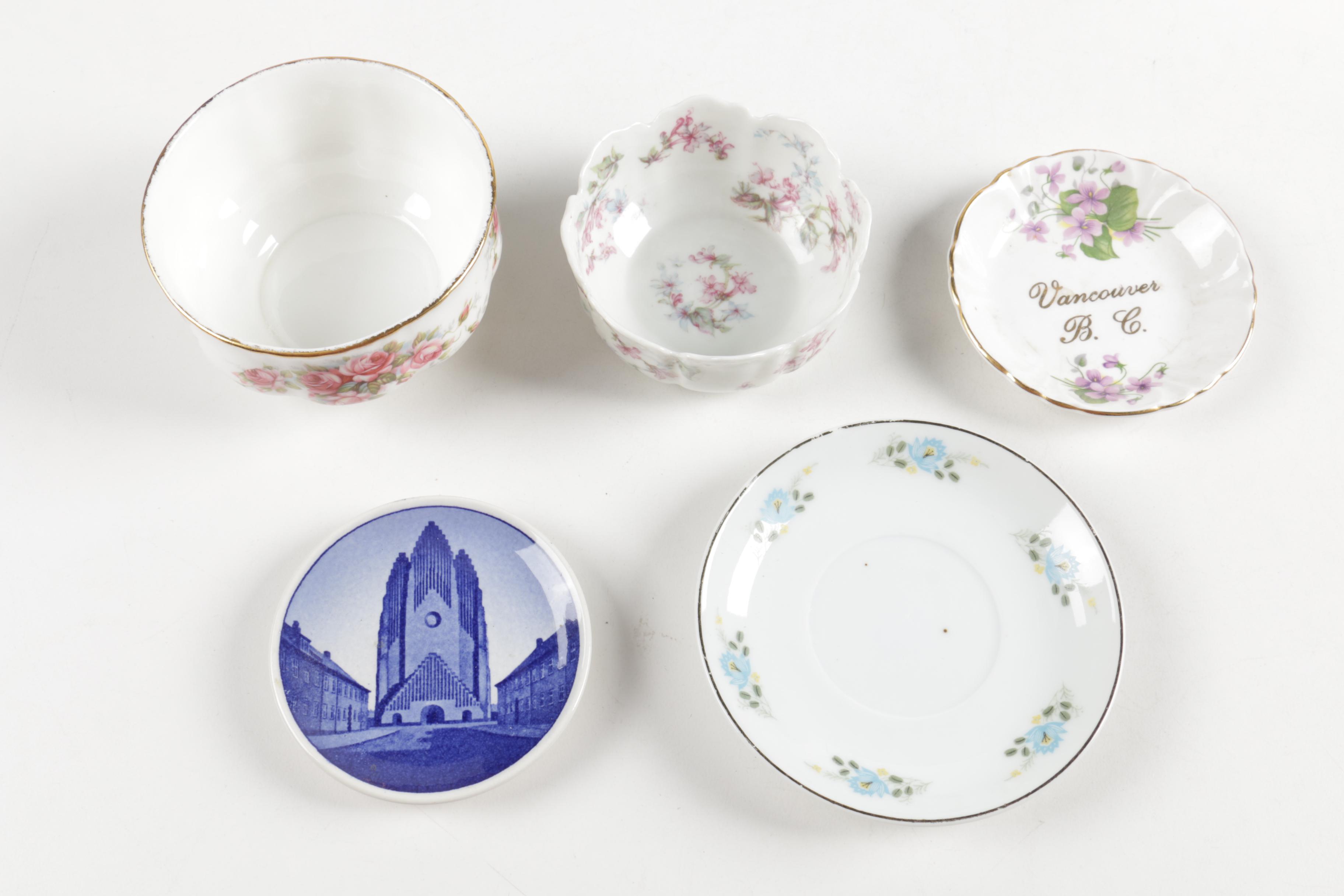 Ceramic Cup, Saucer, and Plate Assortment Including Belleek