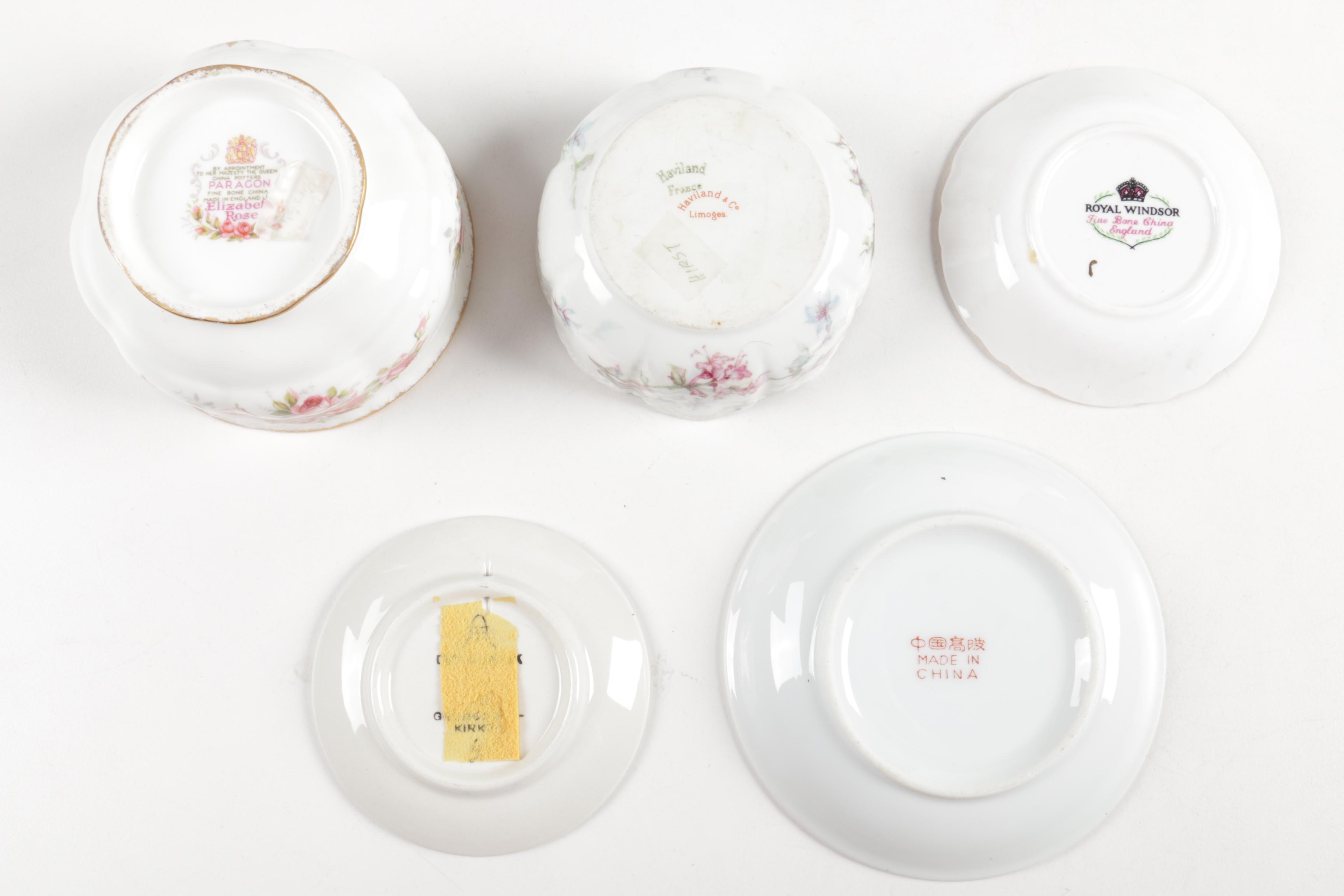 Ceramic Cup, Saucer, and Plate Assortment Including Belleek