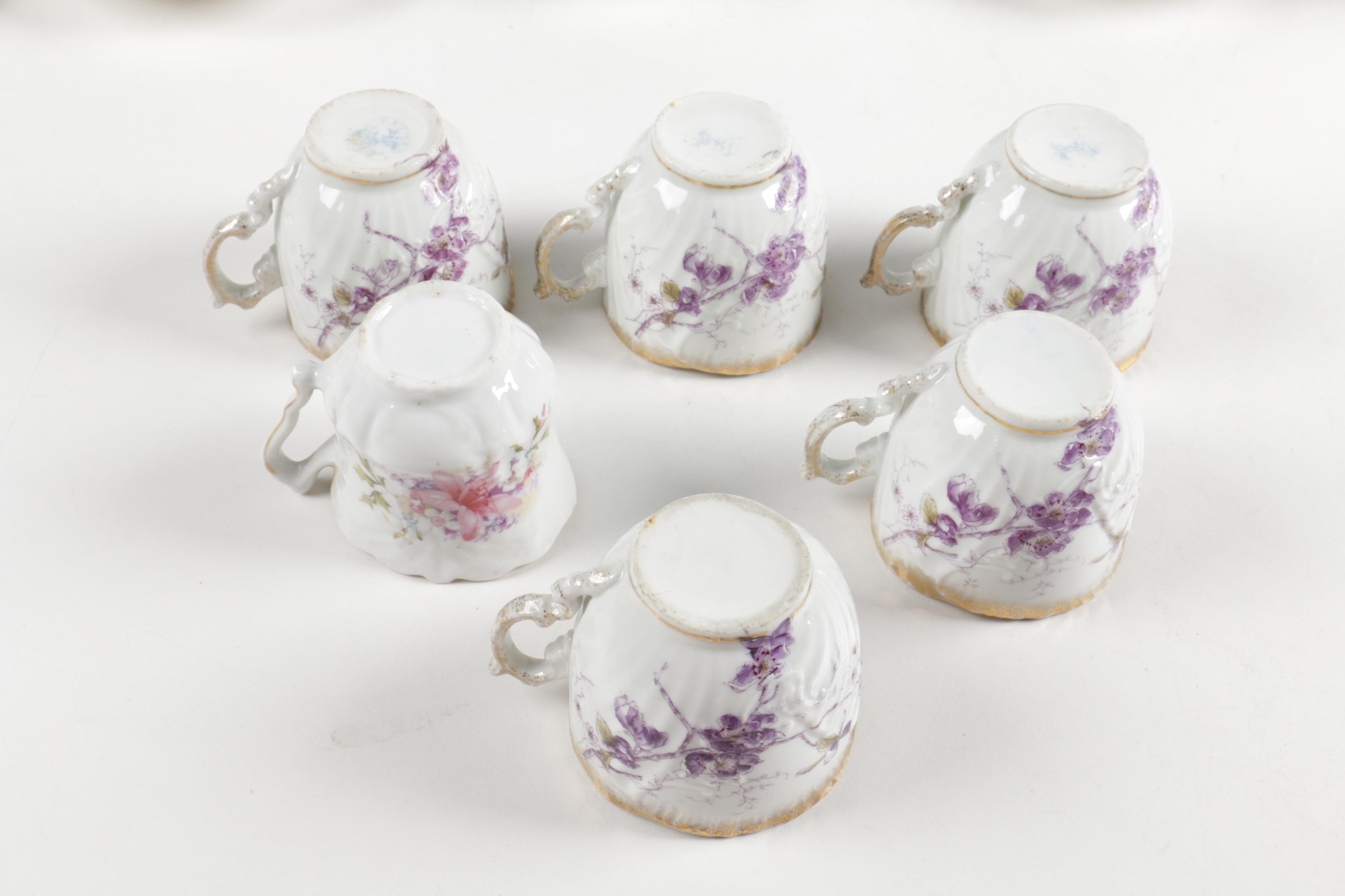 Ceramic Cup, Saucer, and Plate Assortment Including Belleek