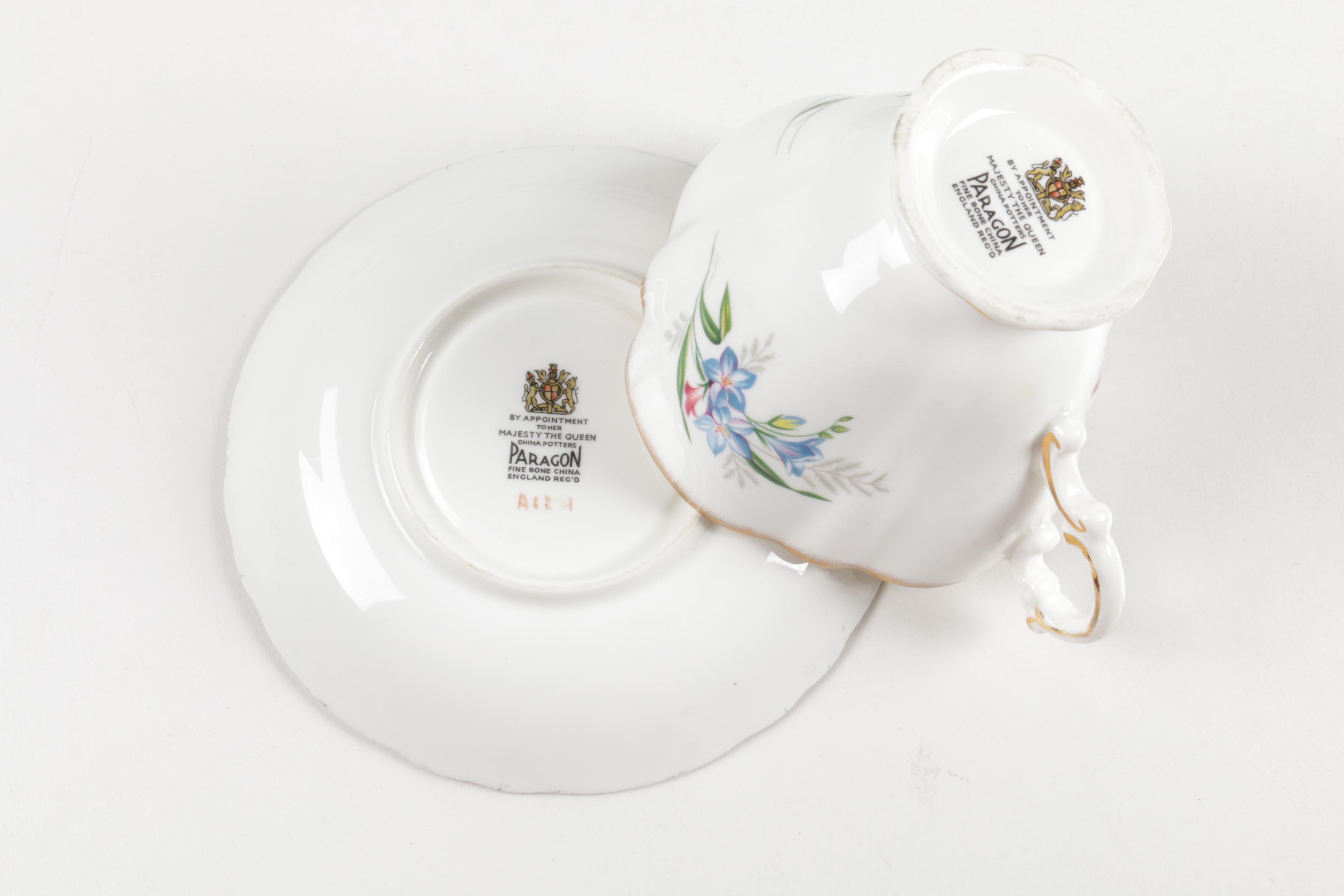 Ceramic Cup, Saucer, and Plate Assortment Including Belleek