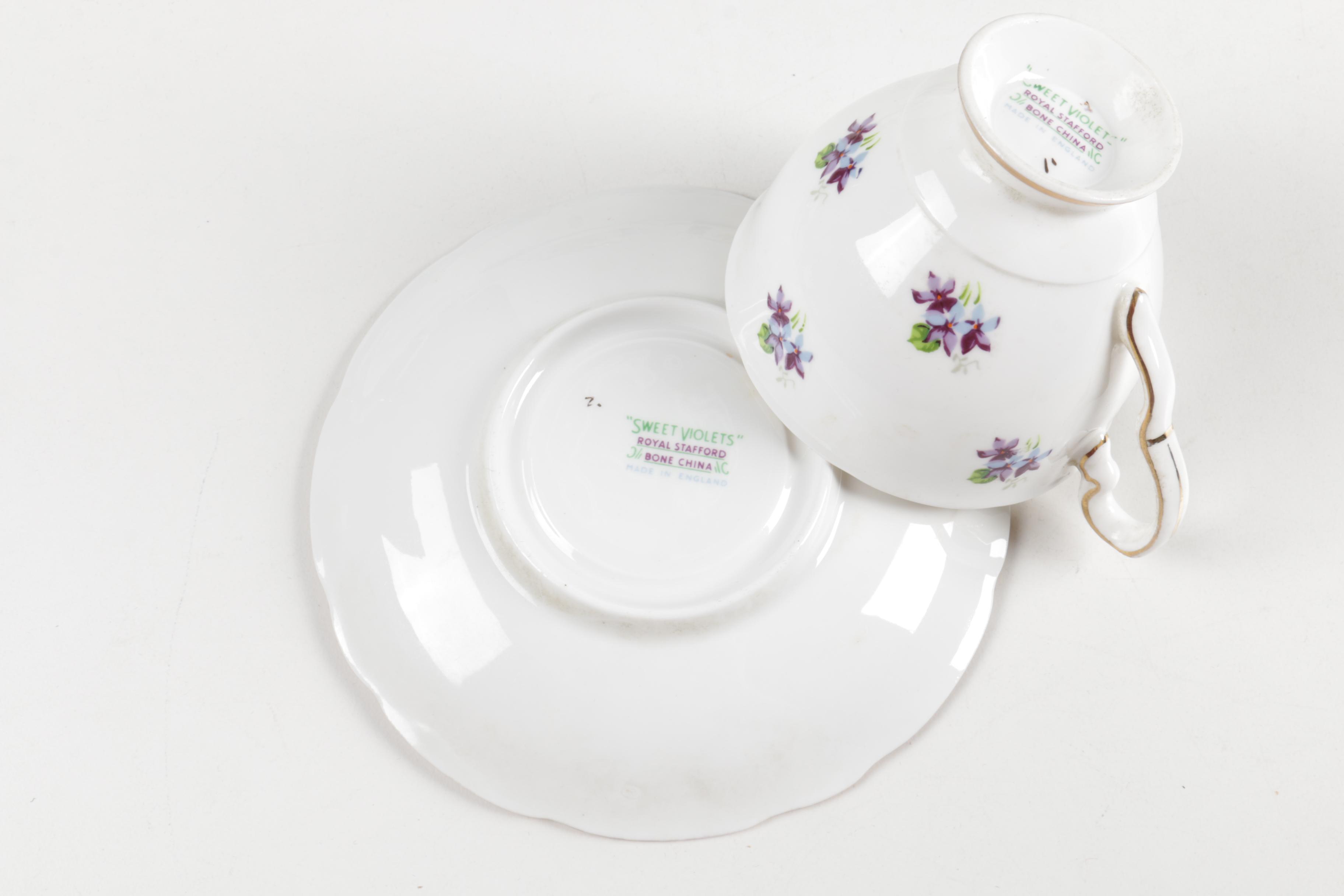 Ceramic Cup, Saucer, and Plate Assortment Including Belleek